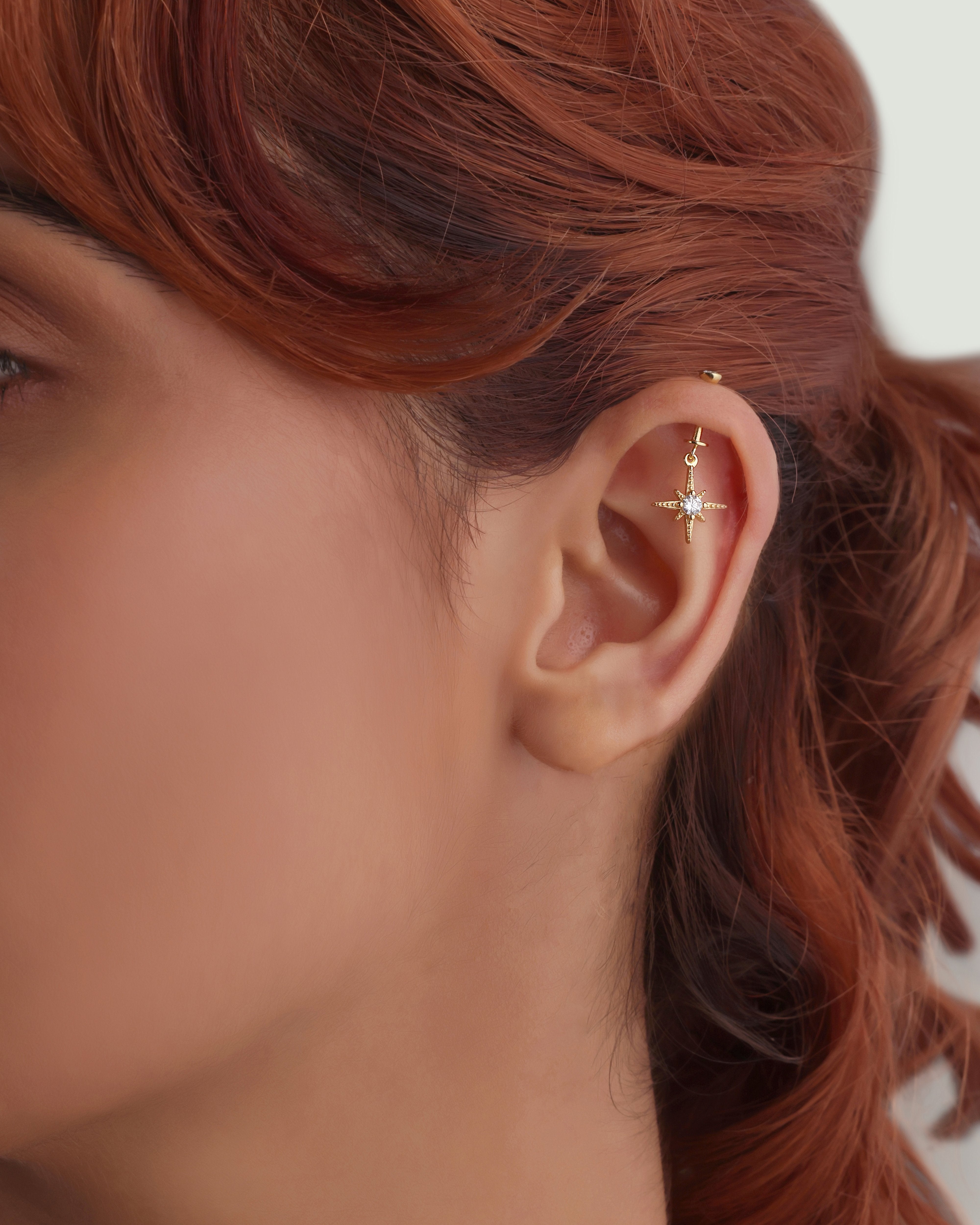 Zirconia snow burst - Screw Helix Hanging - 14k Gold plated