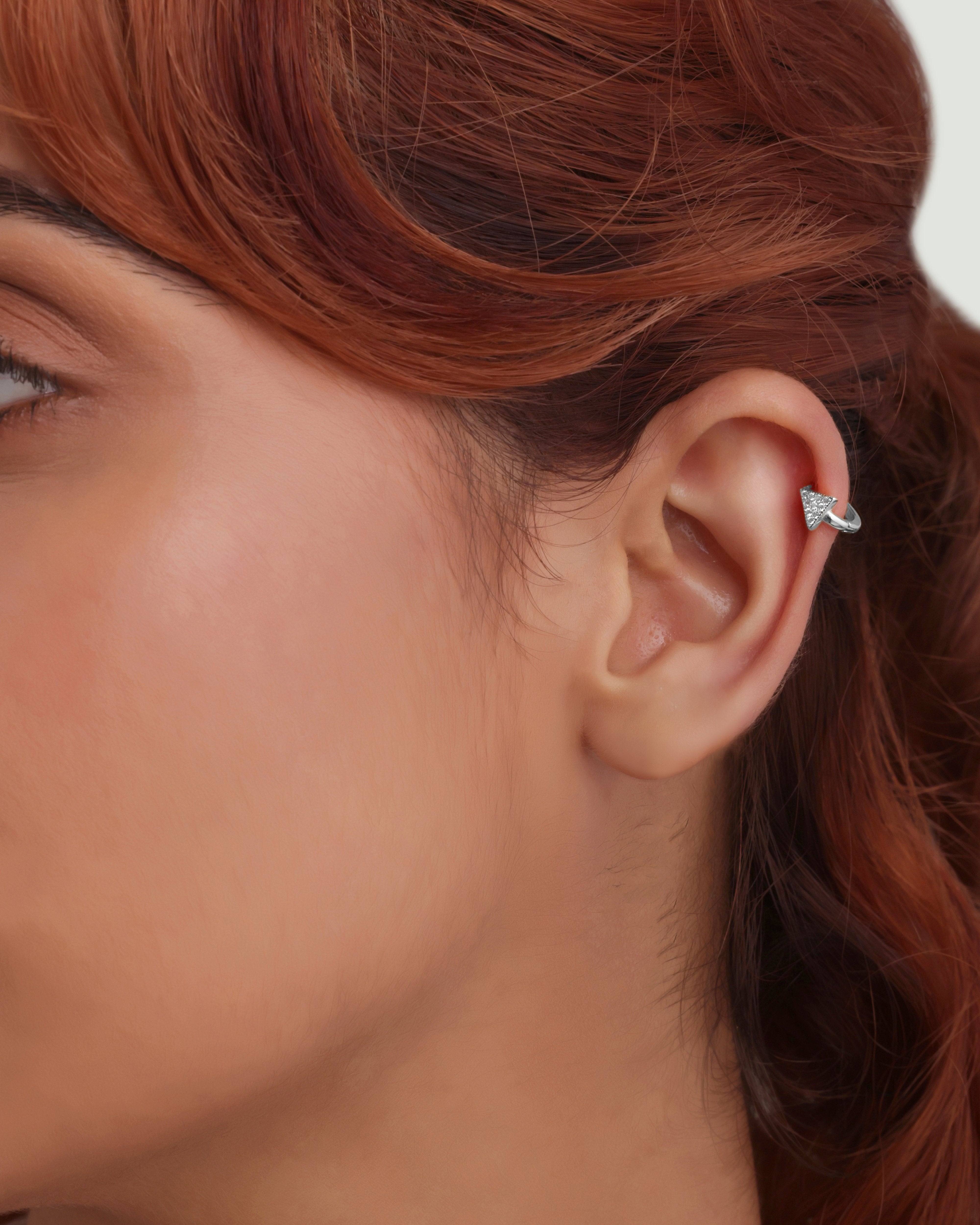 Pave' Edge Huggie Hoop Earring