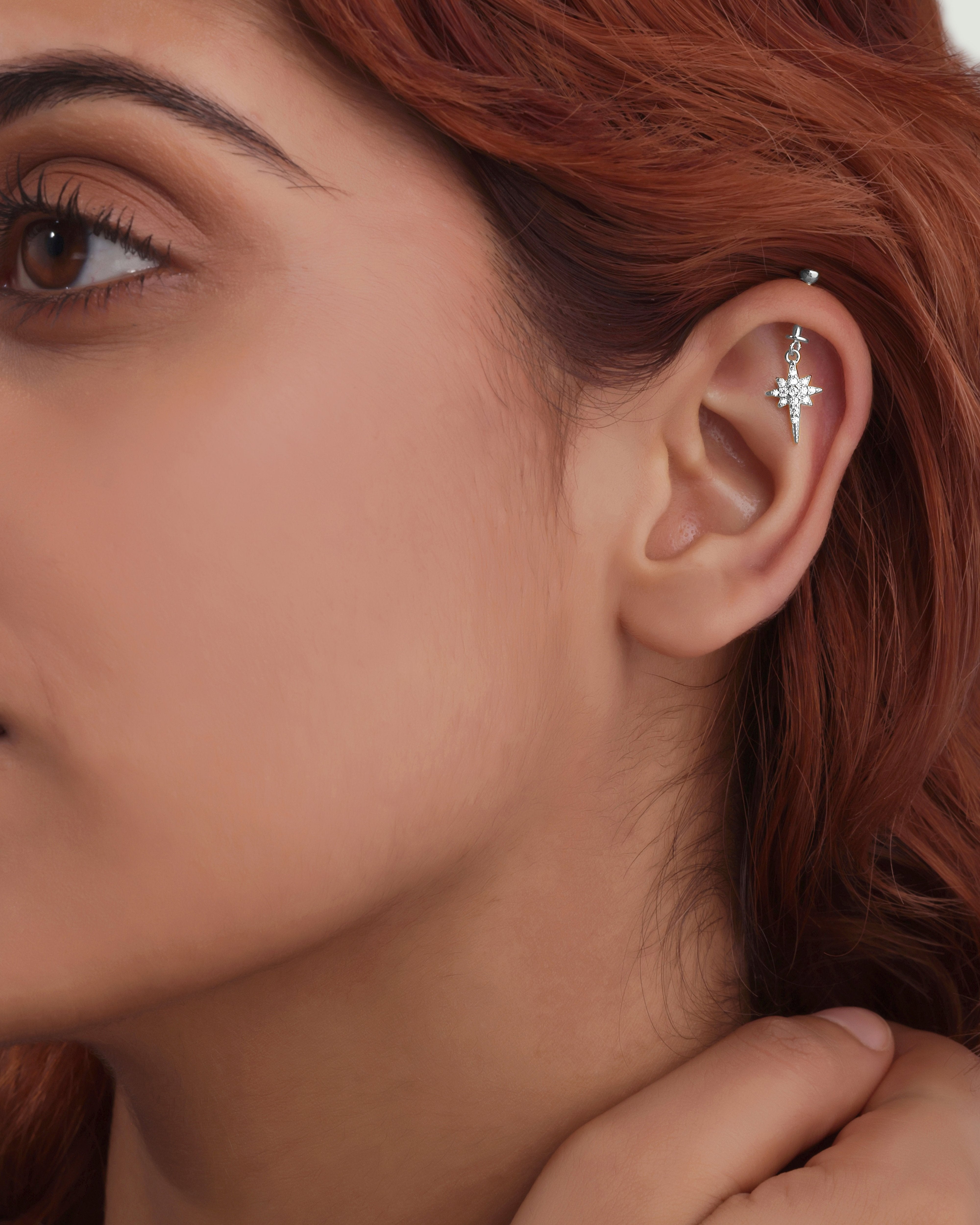 Elongated star - Helix hanging earring