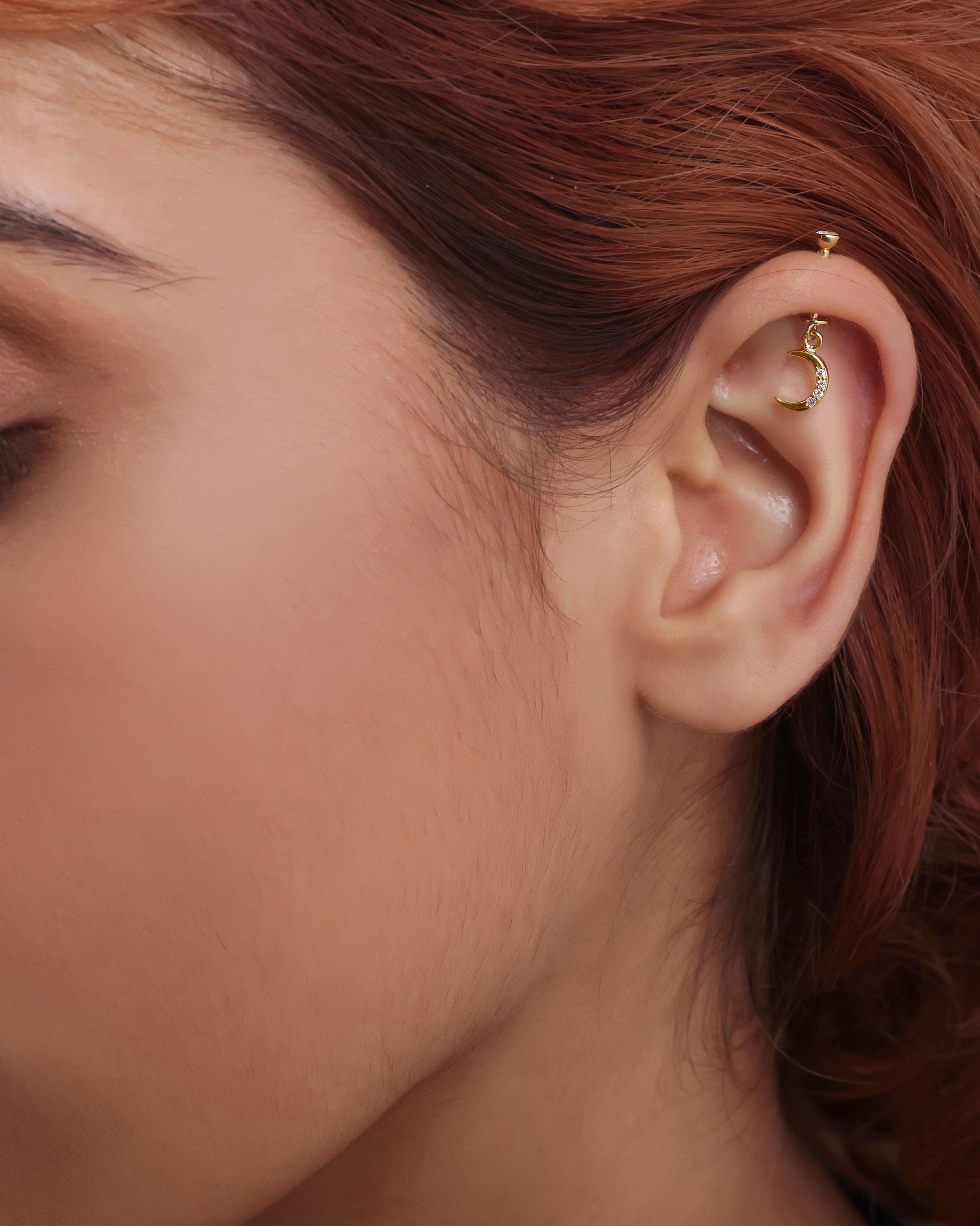 Crescent moon with zirconia - Helix hanging
