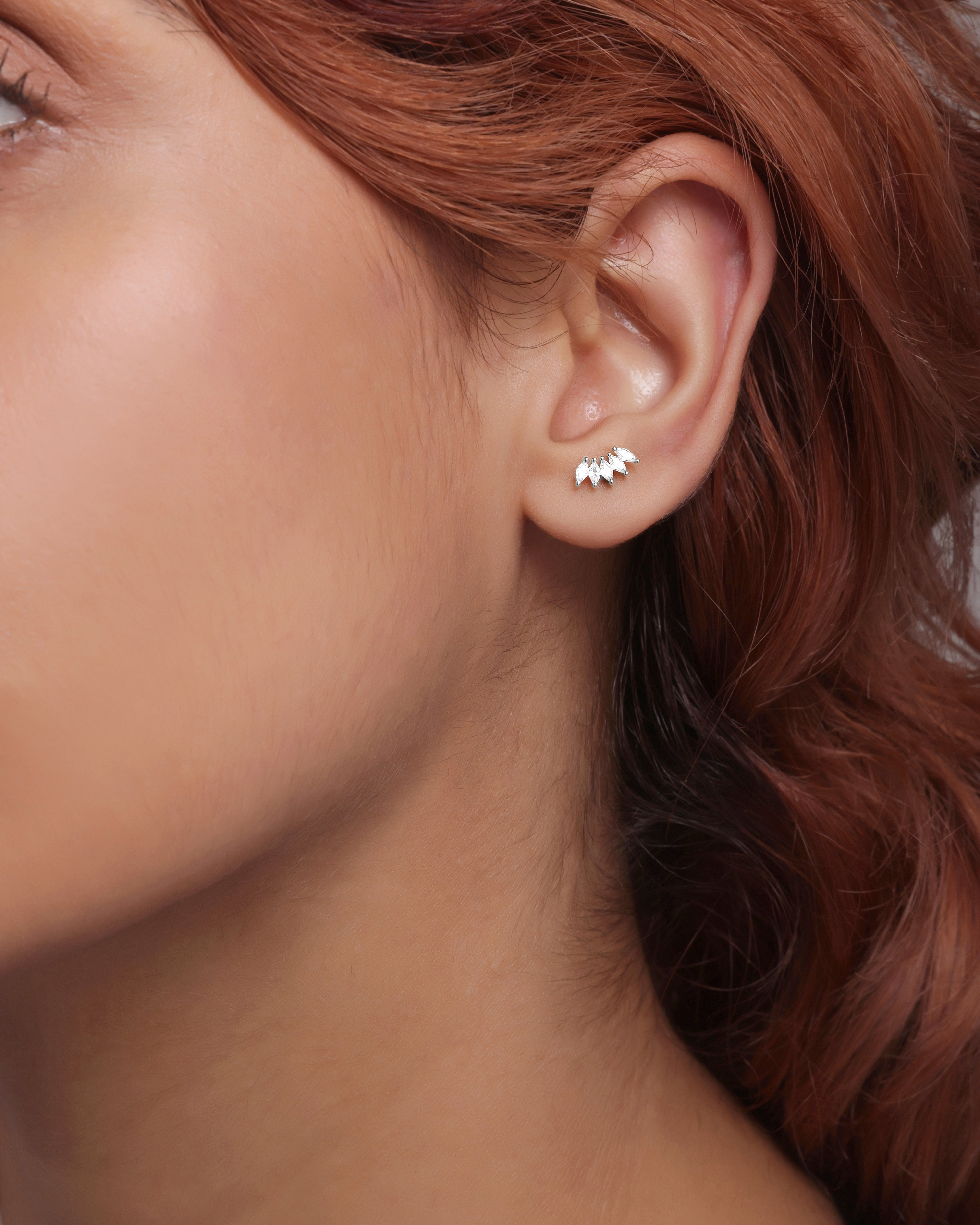 Baguette Stone Crown Stud Earring