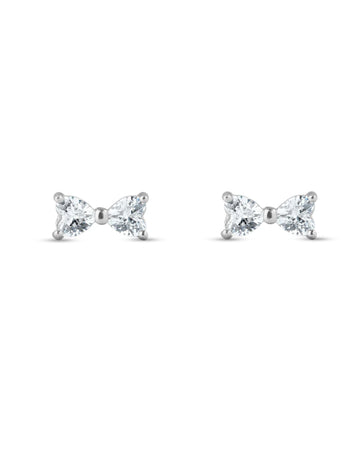 Minimal Two Stone Bow Studs Earrings