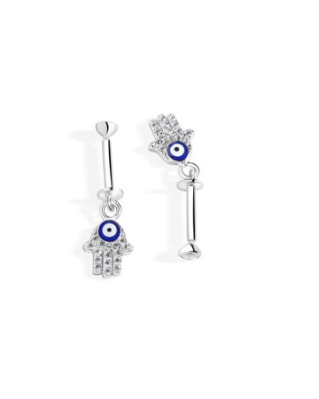 Hamsa Hand Helix Hanging Earrings
