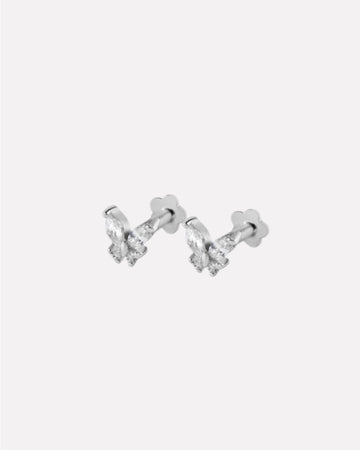 Radiant Butterfly Flat Back Screw Stud Earrings