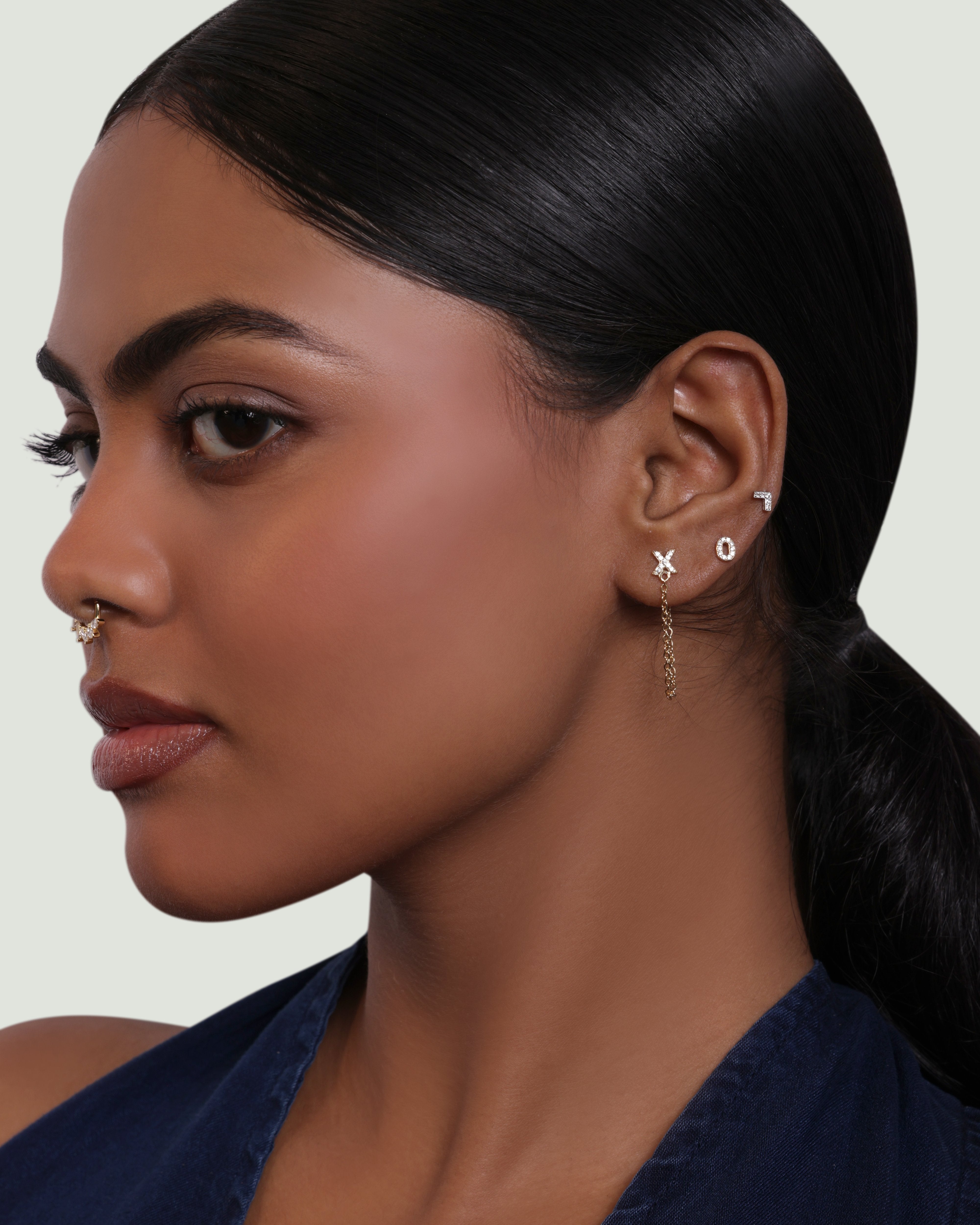 Xo - 3 In 1 Chain Connector Earrings