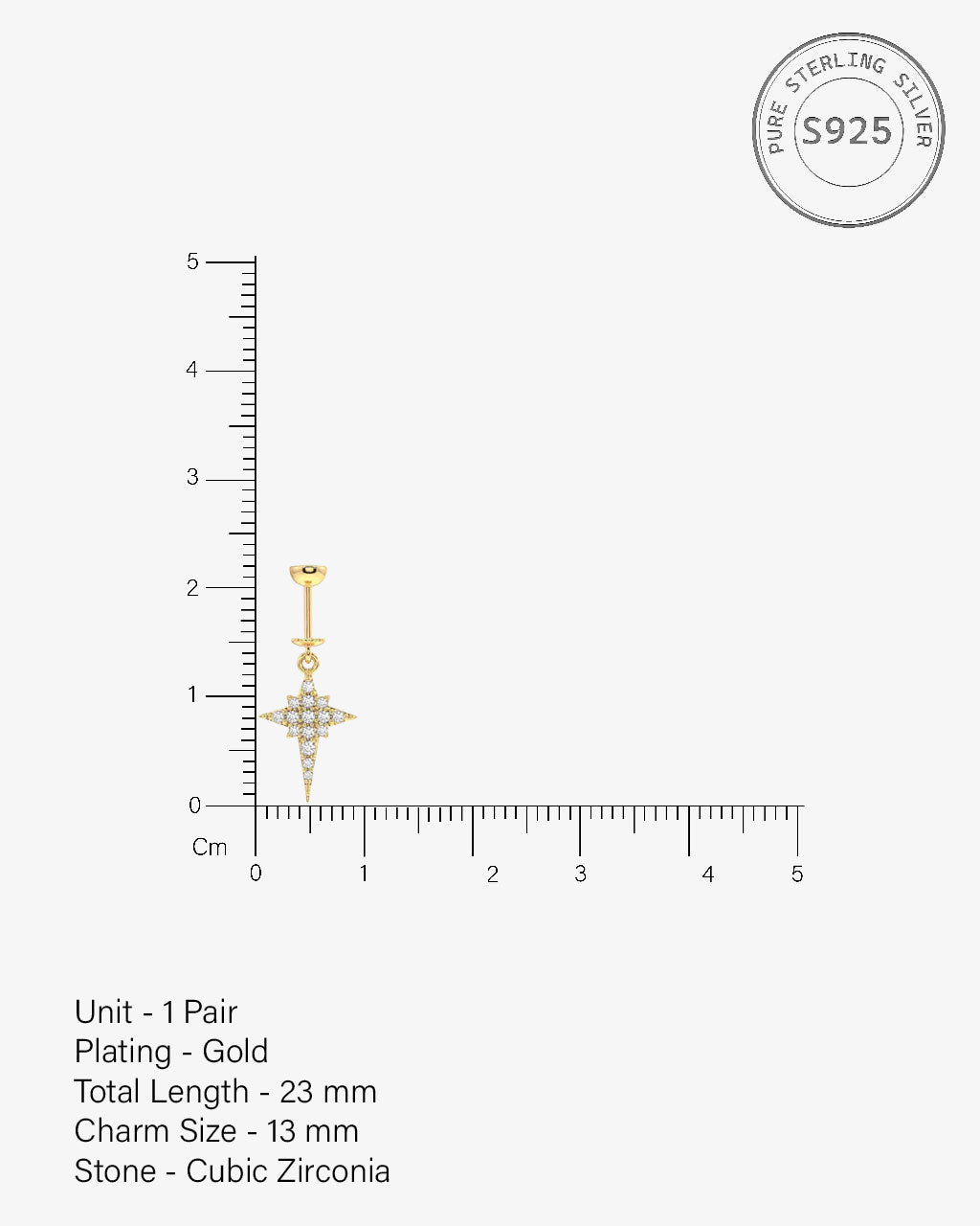 Elongated Star Helix Hanging Earrings