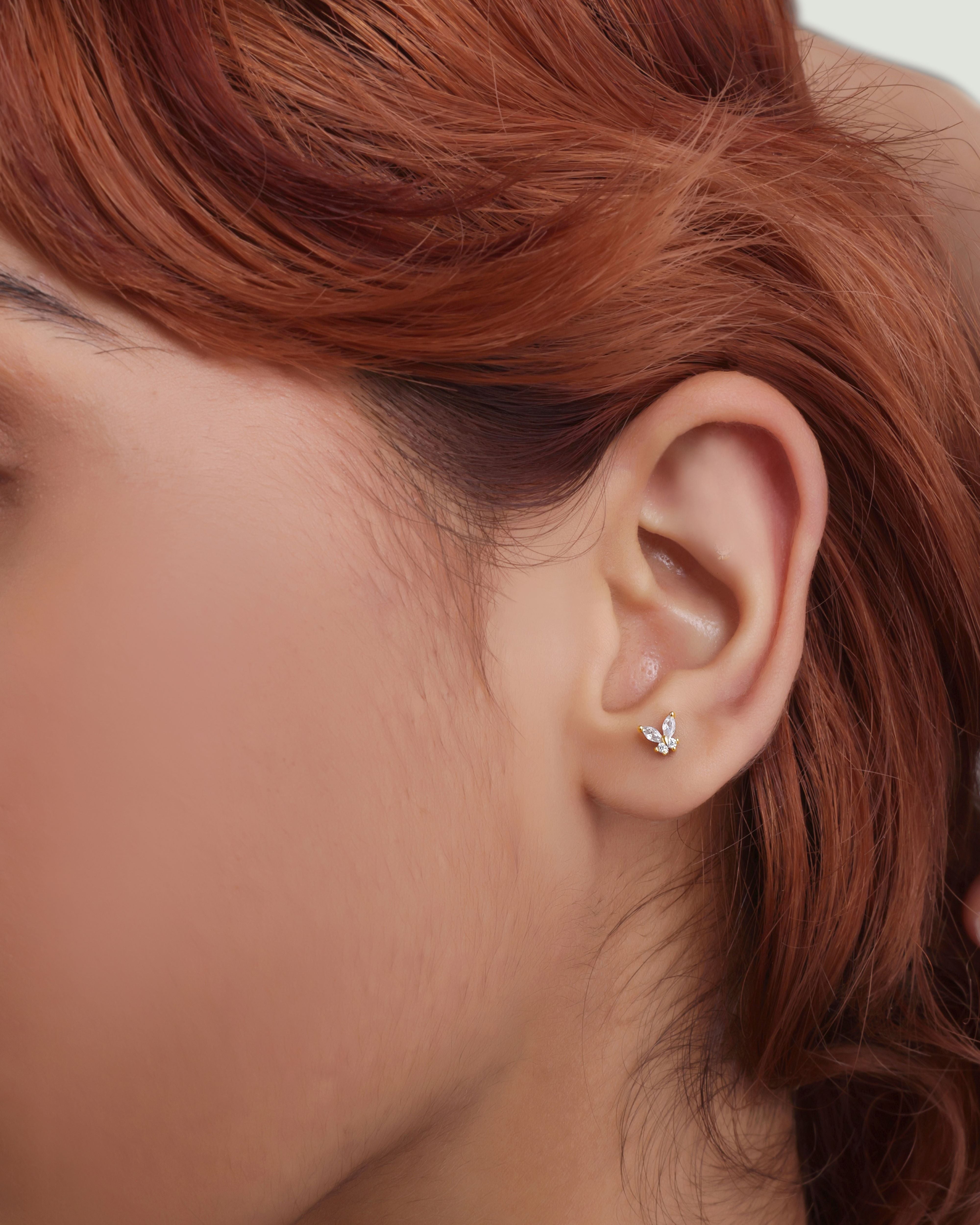 Zirconia Butterfly Stud Earring