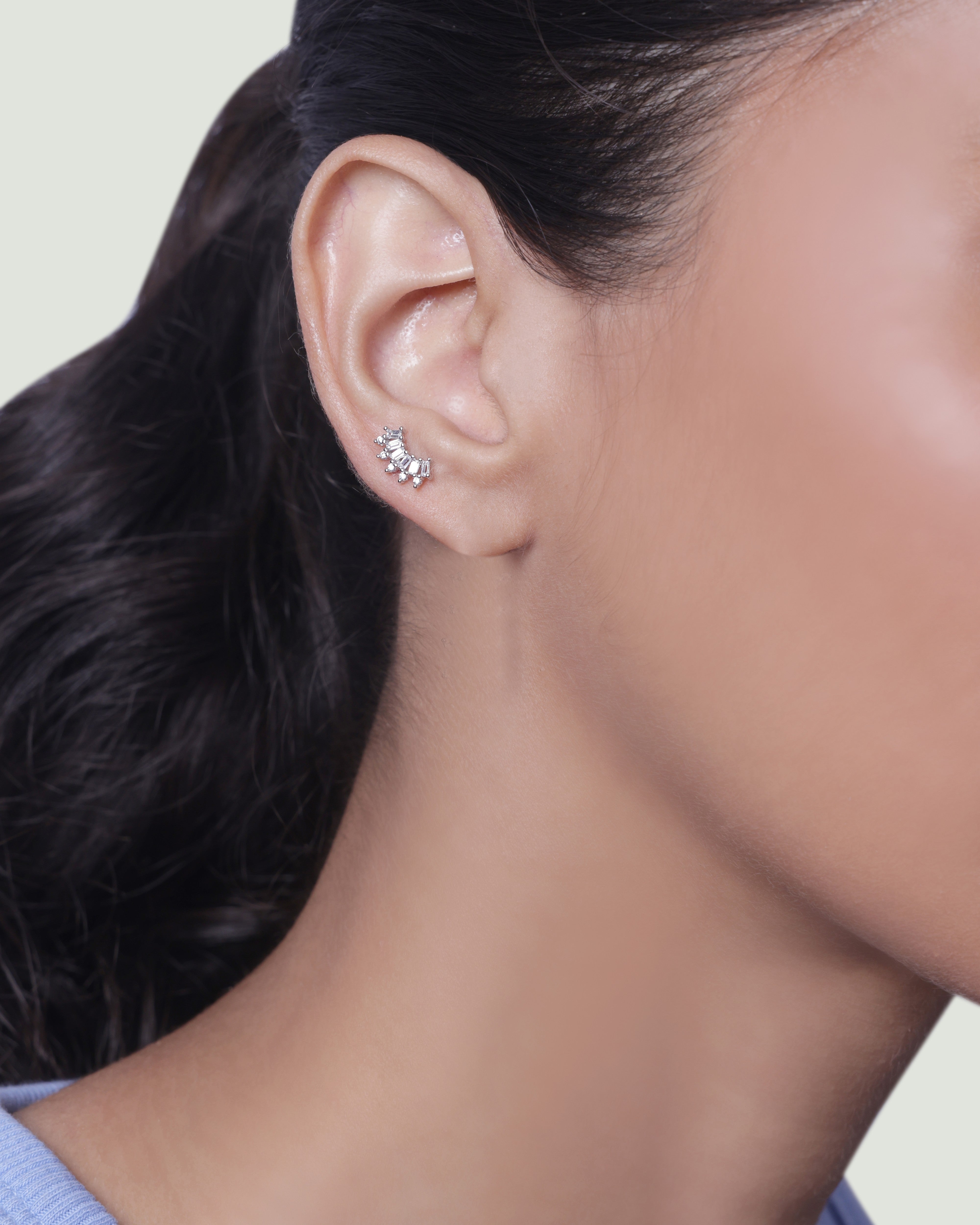 Everyday Baguette Climber Stud Earring