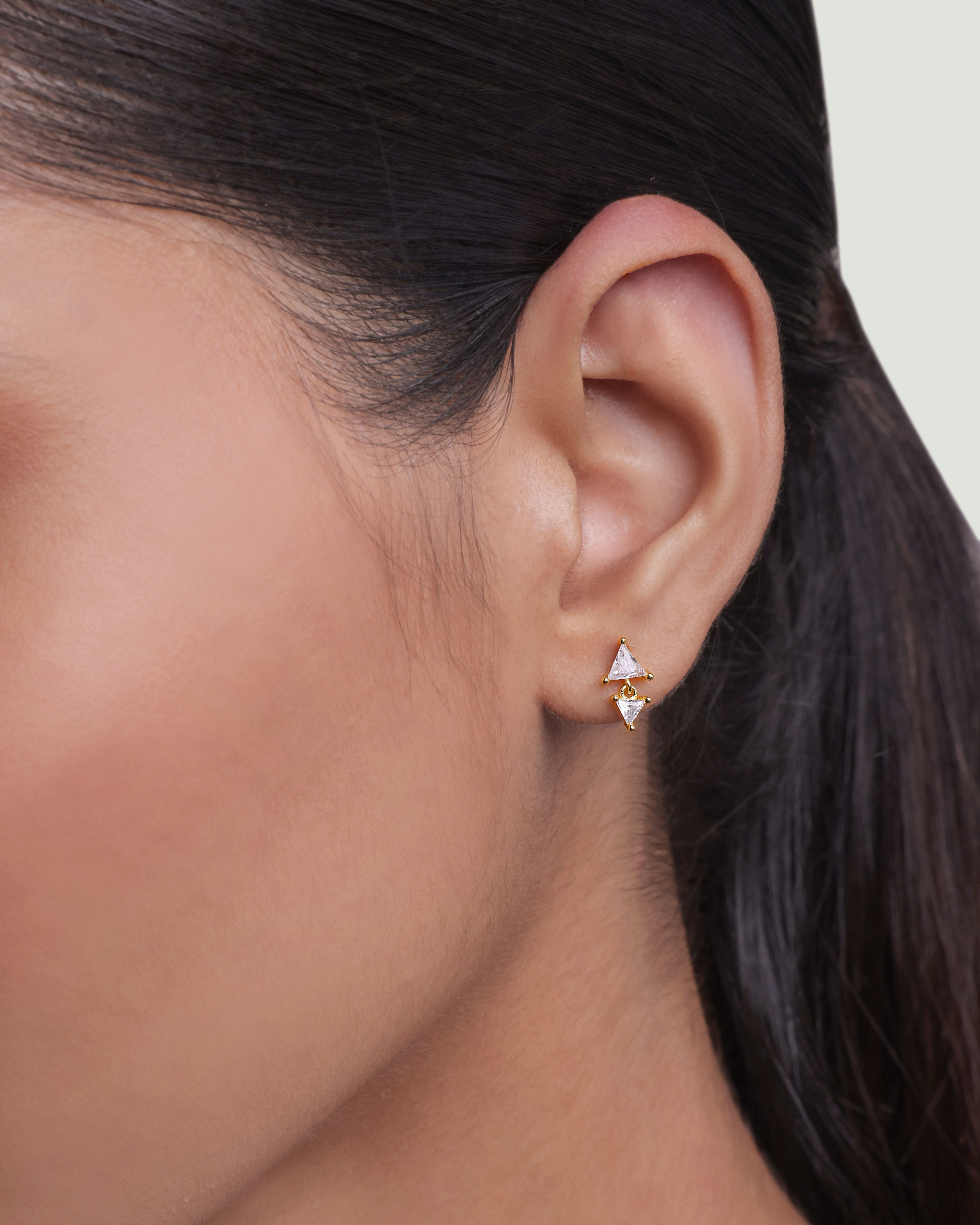 Inverse Triangle Solitaire Stud Earring