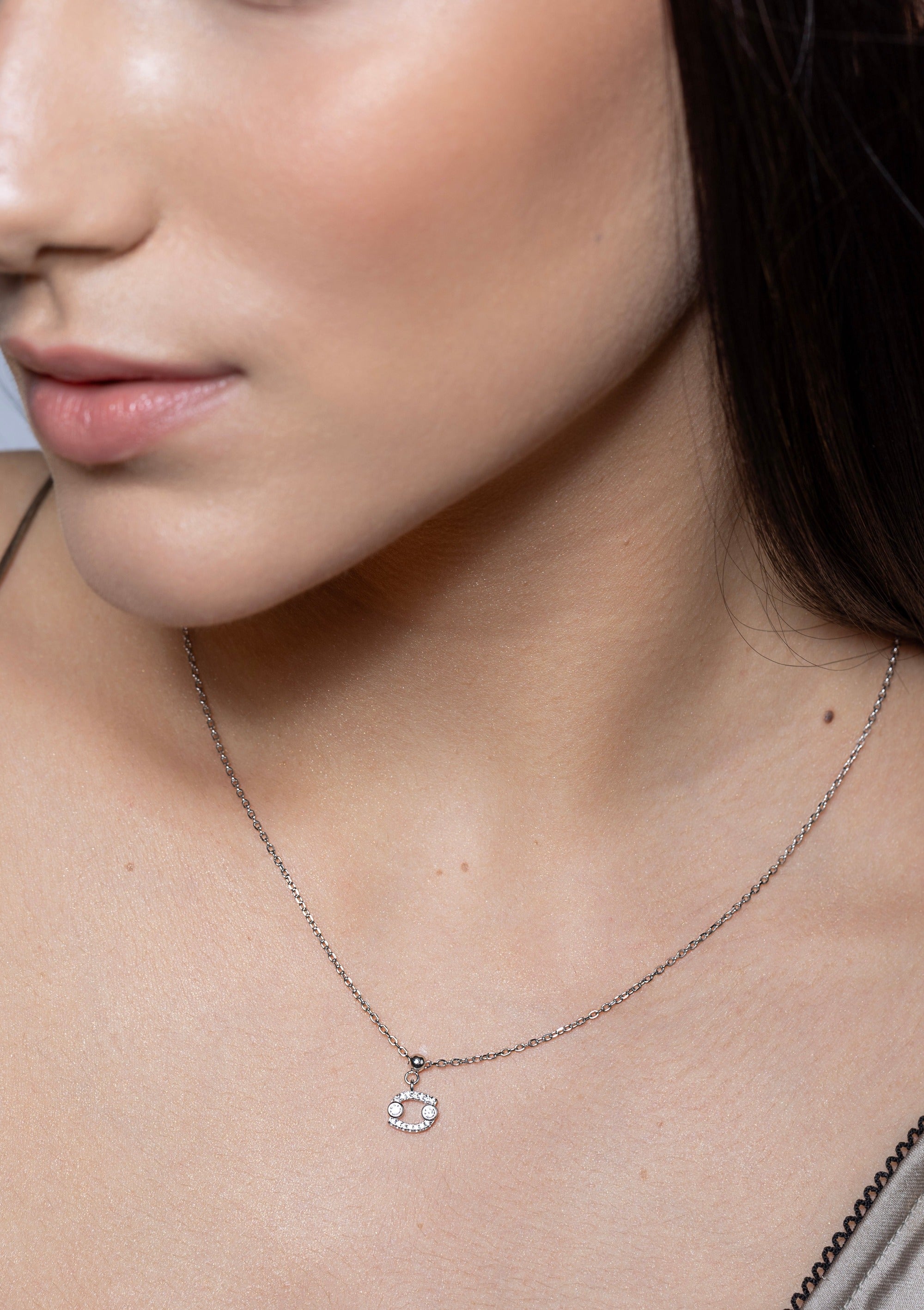 Cancer stone pave' zodiac necklace