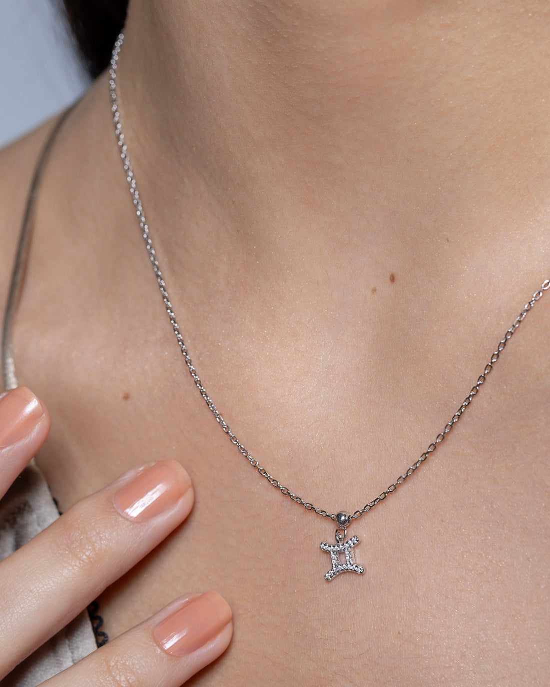 Gemini Stone Pave Zodiac Necklace