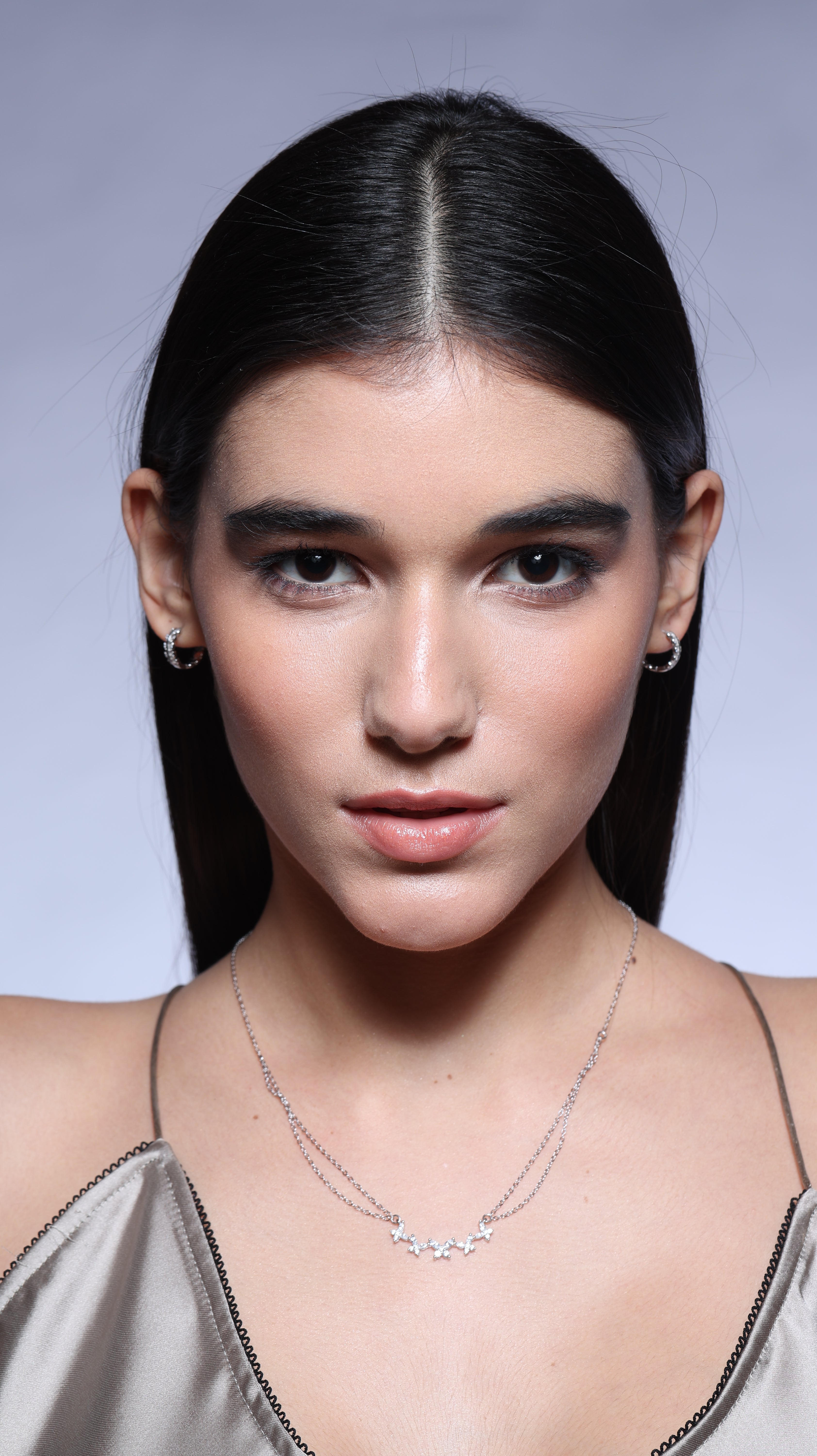 Dual chain butterfly stacked necklace