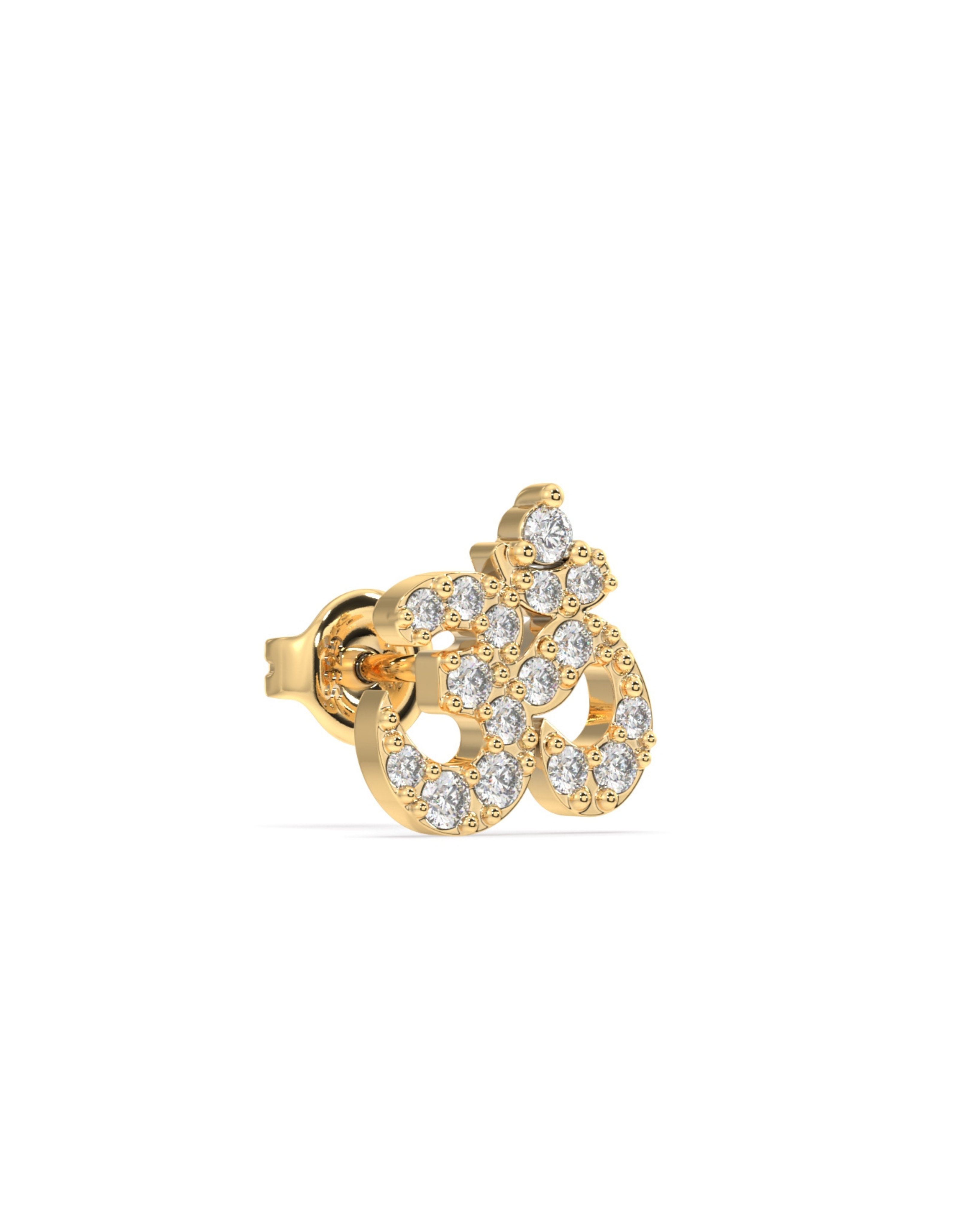 Om Symbol Silver Stud - Gold Plated
