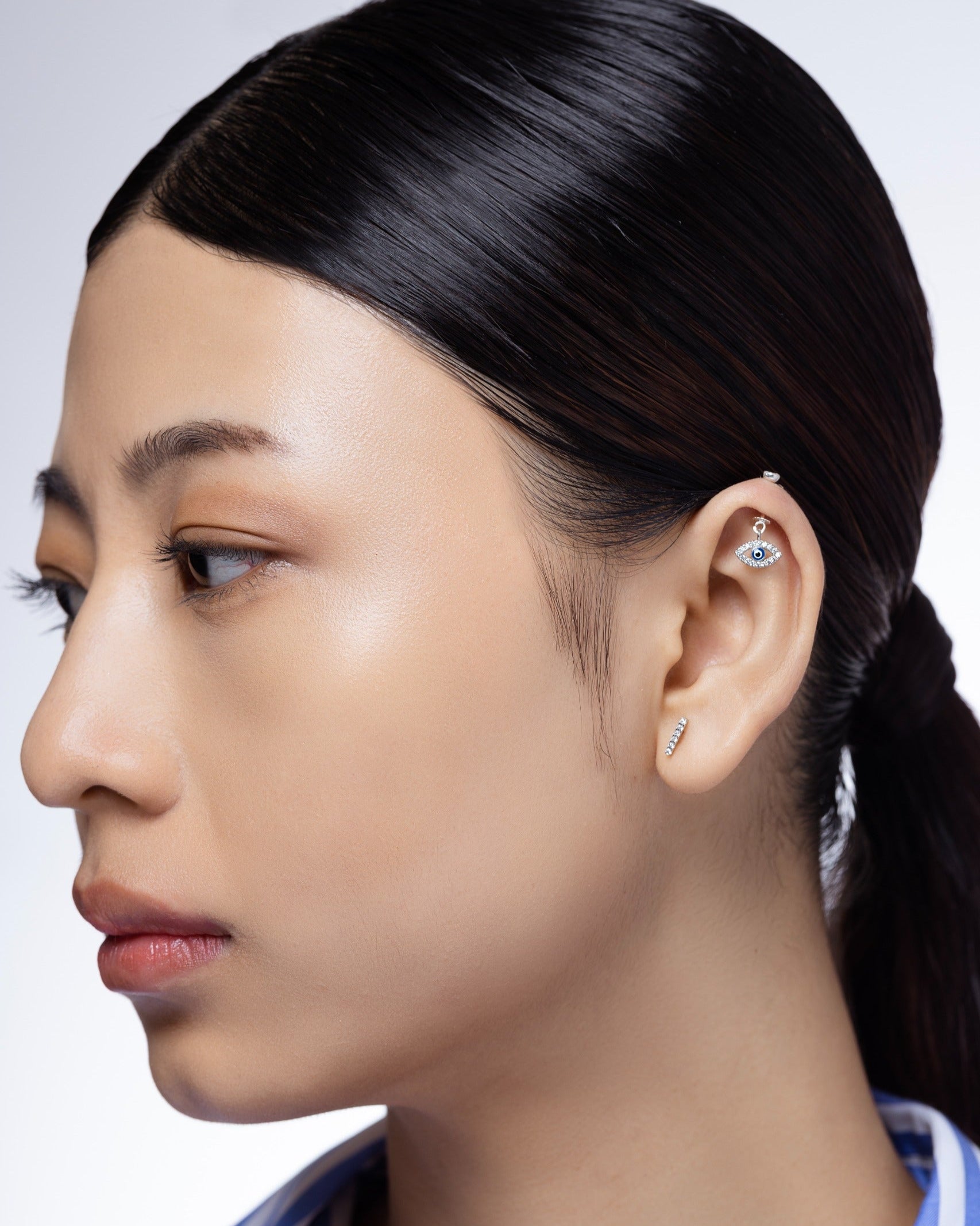 Enamel Blue Evil Eye - Helix Piercing hanging