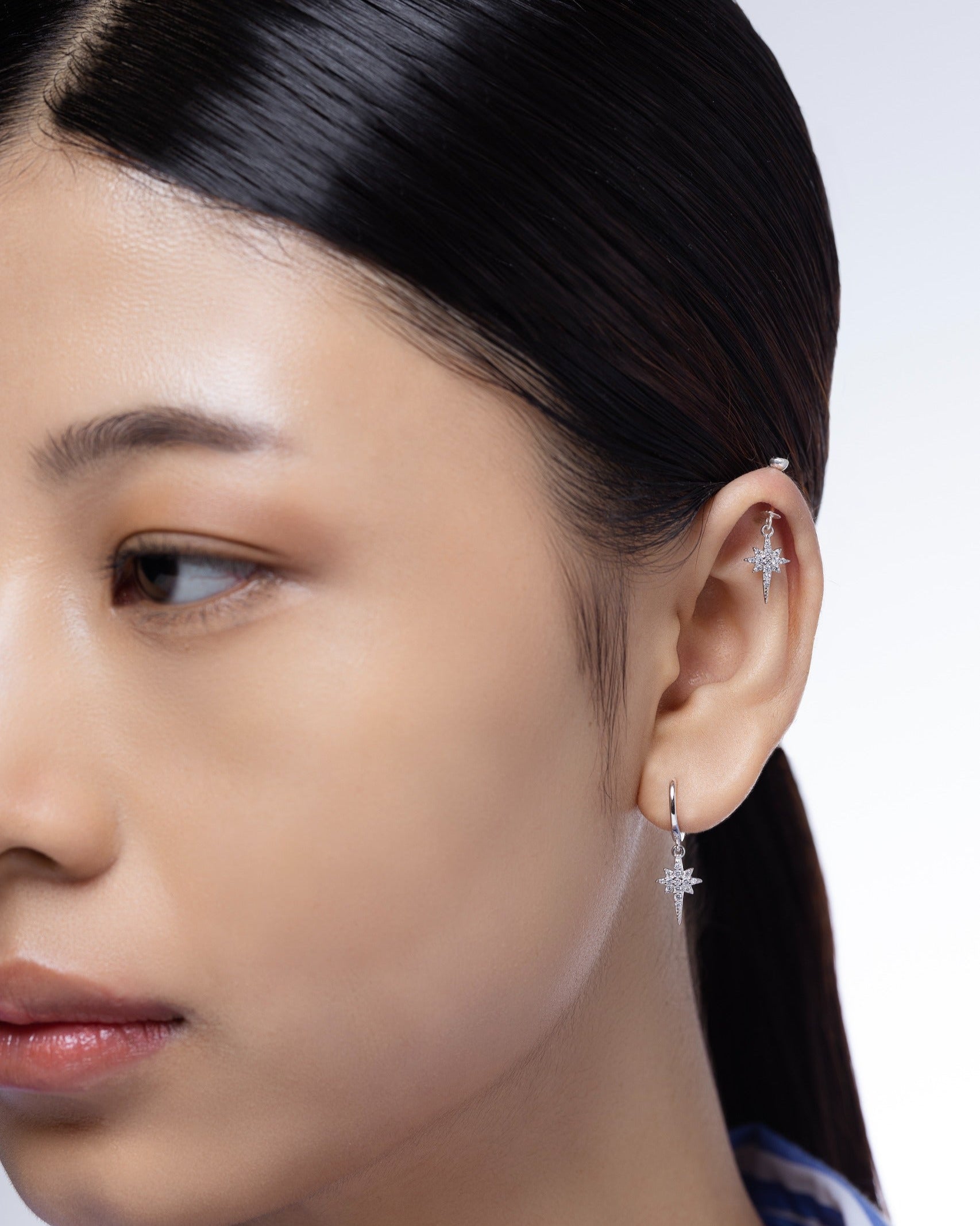 Elongated star - Helix hanging earring