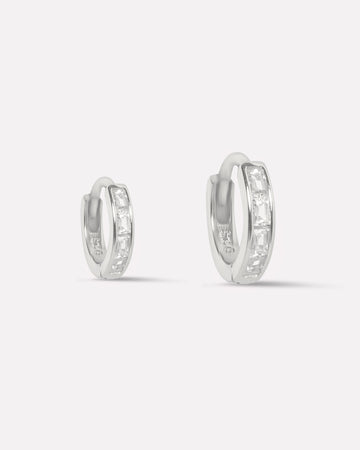 Statement Baguette Round Hoop Earrings