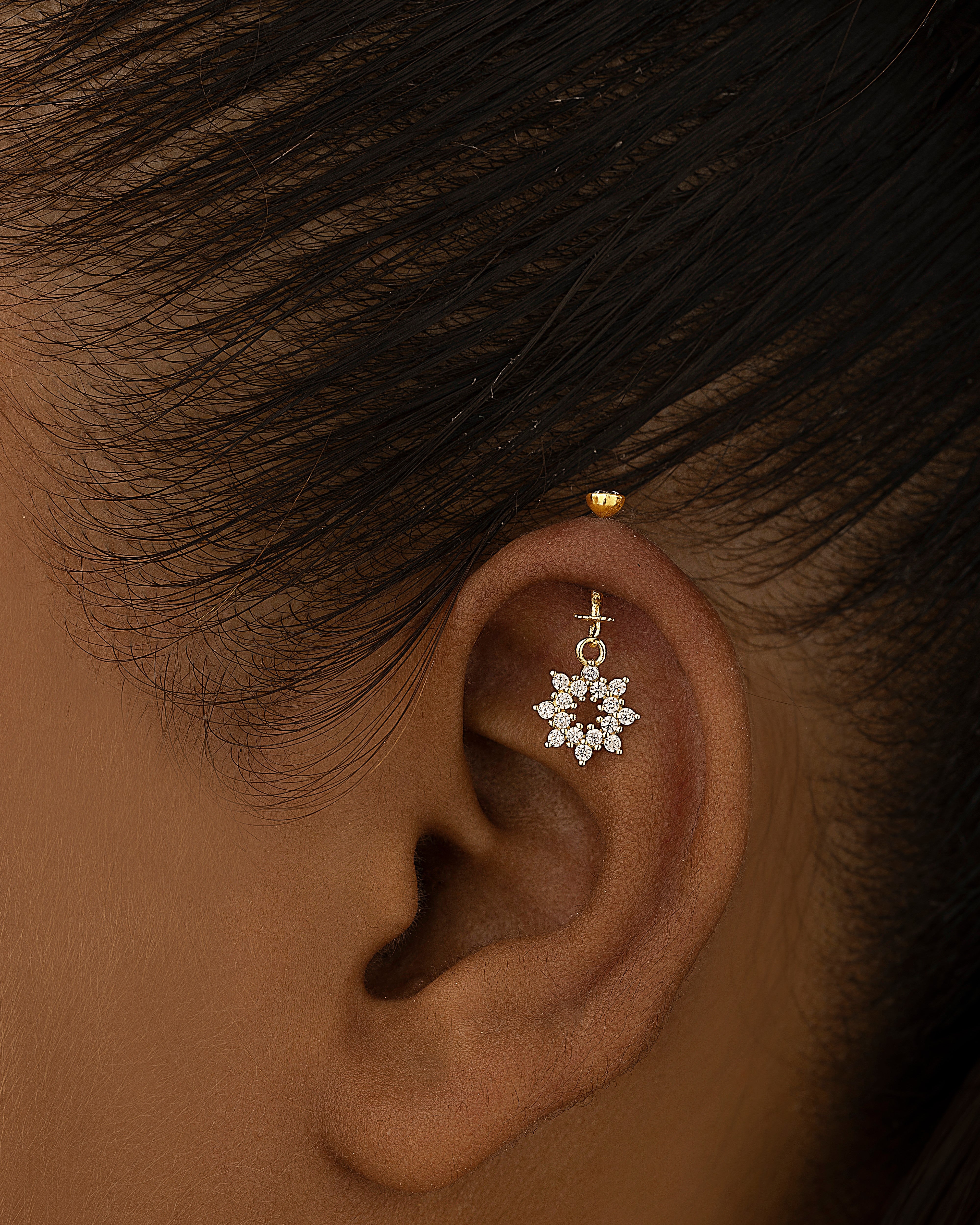 Bubble burst zircons- Helix Hanging - 14k gold plated