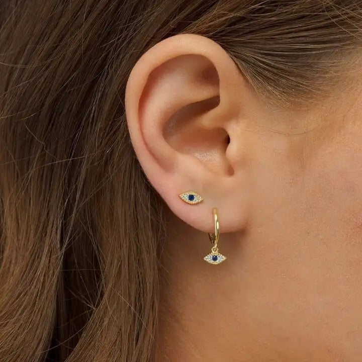 Evil Eye Charm Hoops