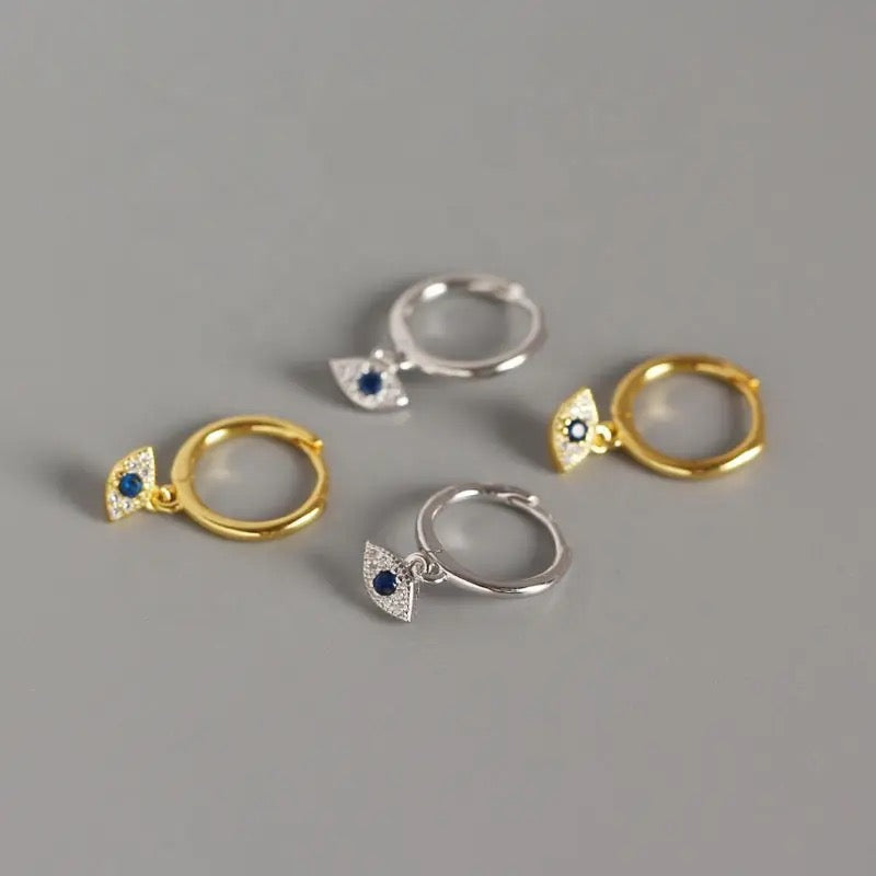 Evil Eye Charm Hoops
