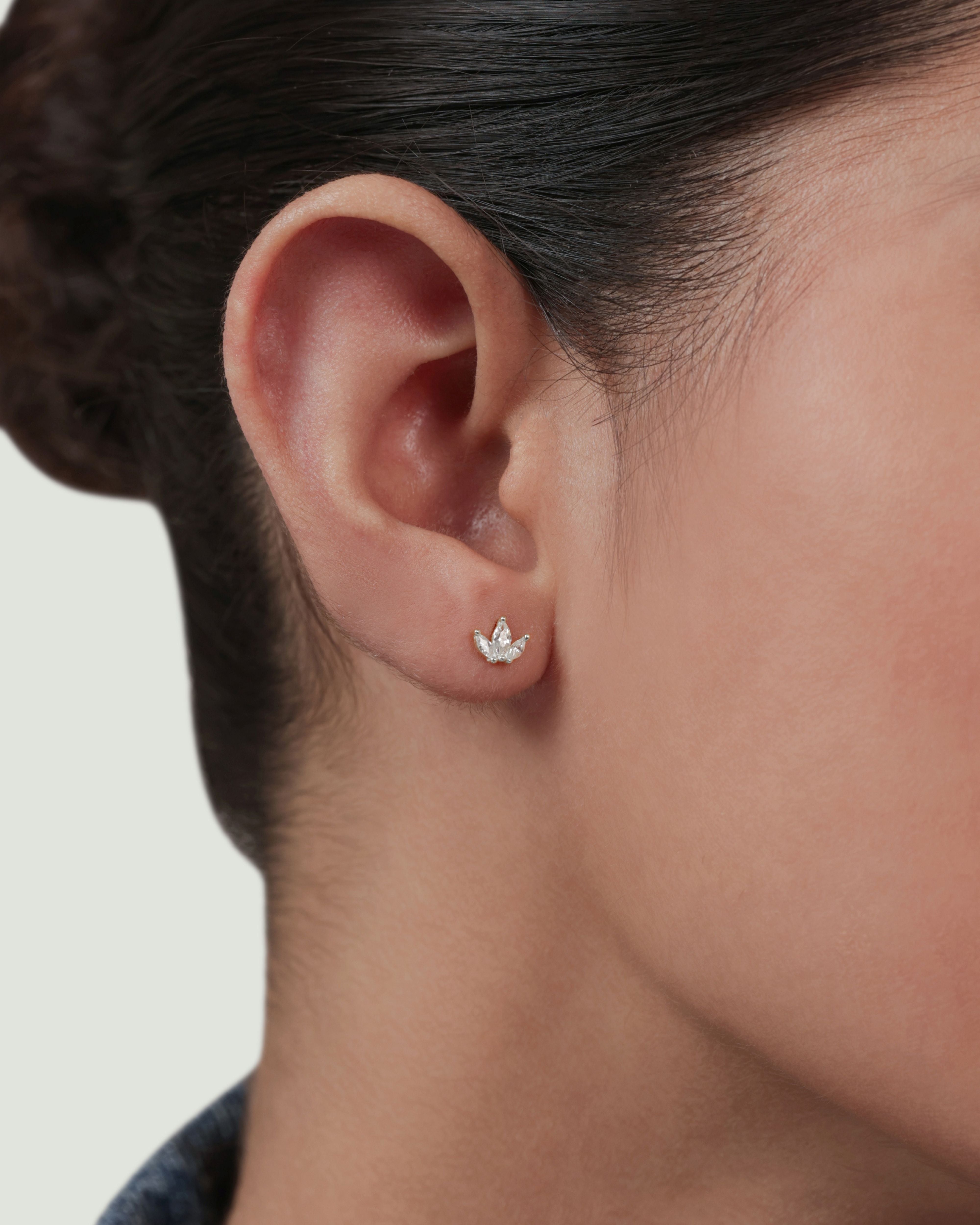 Lotus Flat Back Screw Stud Earrings