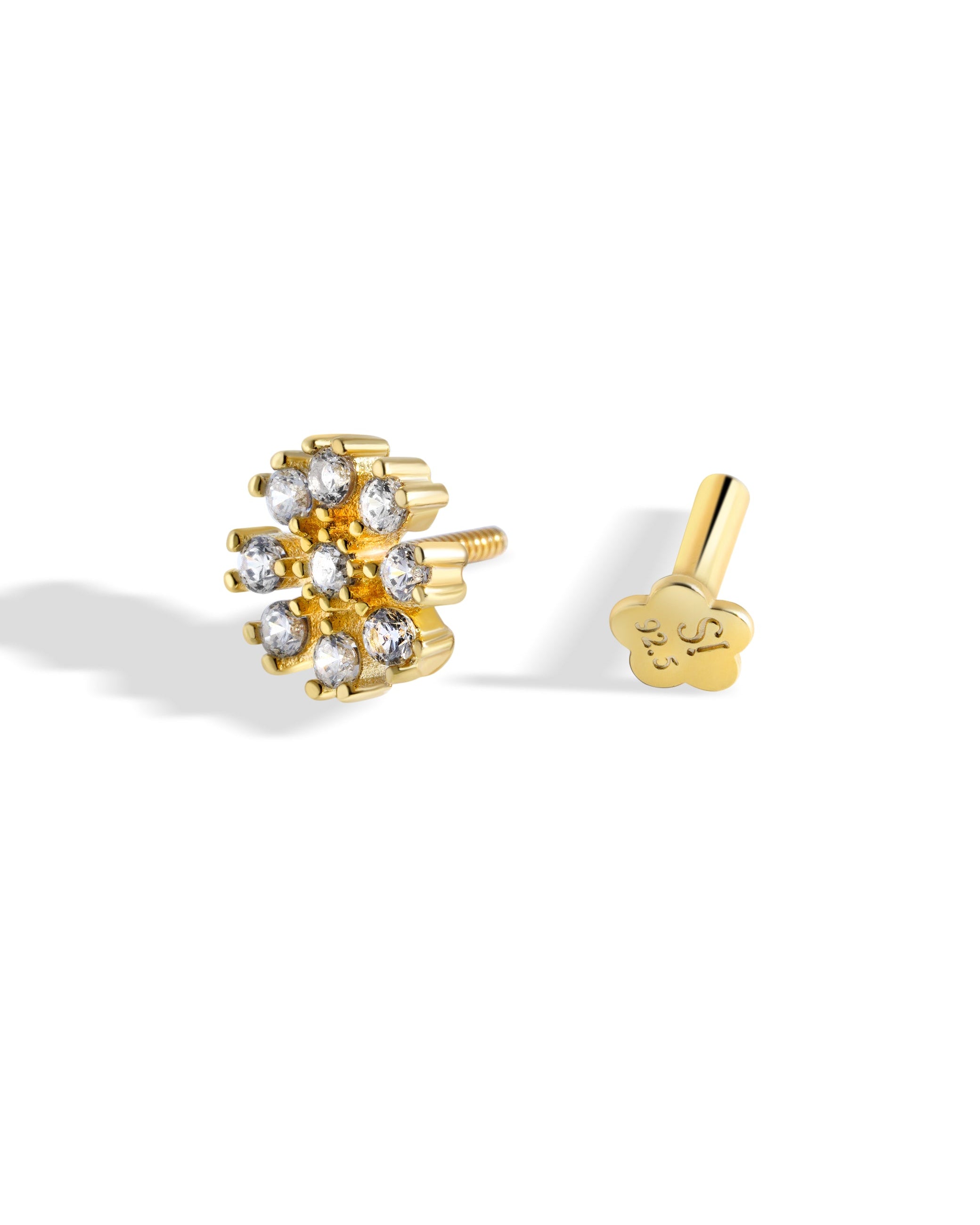 Floral Flat Back Screw Stud Earrings