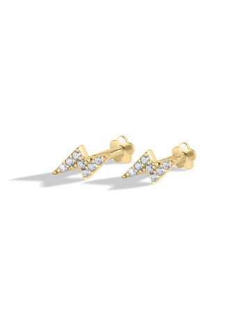 Lightning Thunder Flat Back Screw Stud Earrings