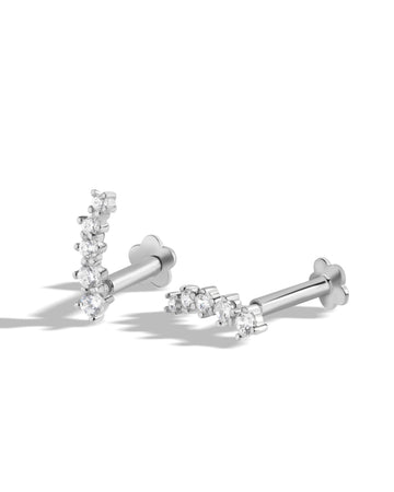 Multi Stone Climber Flat Back South Screw Stud Earrings
