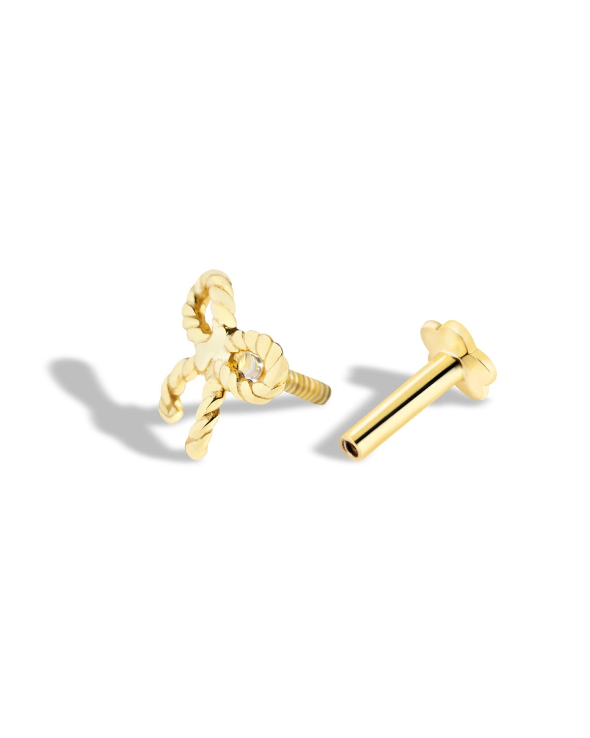 Twisted Bow Knot Stud – 14K Gold Plated Flat Back Studs
