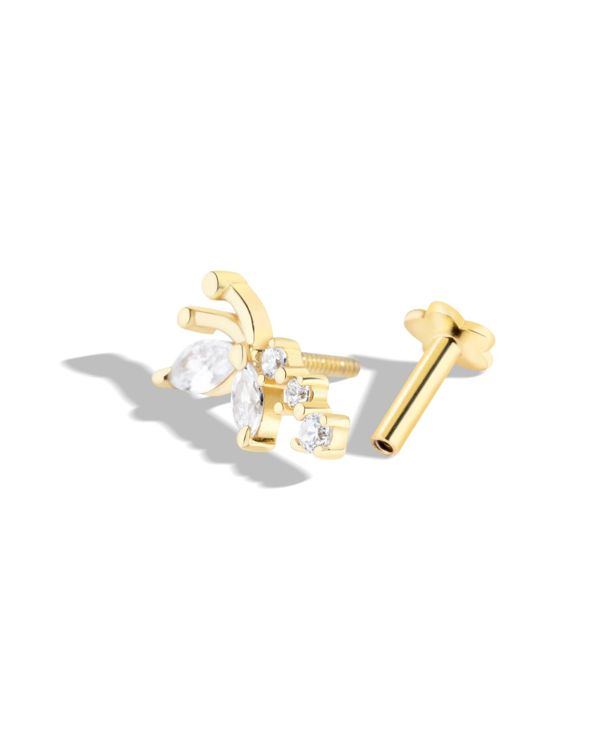 Butterfly Wing Climber Stud – 14K Gold Plated Flat Back Studs