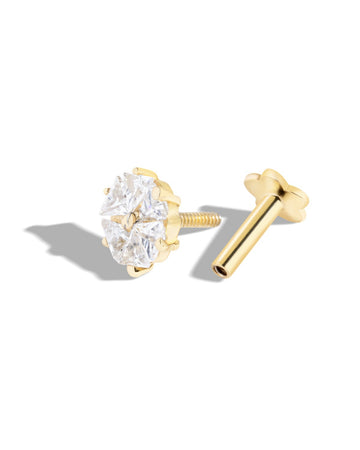 Stone Cluster Flatback Stud Men's Earrings