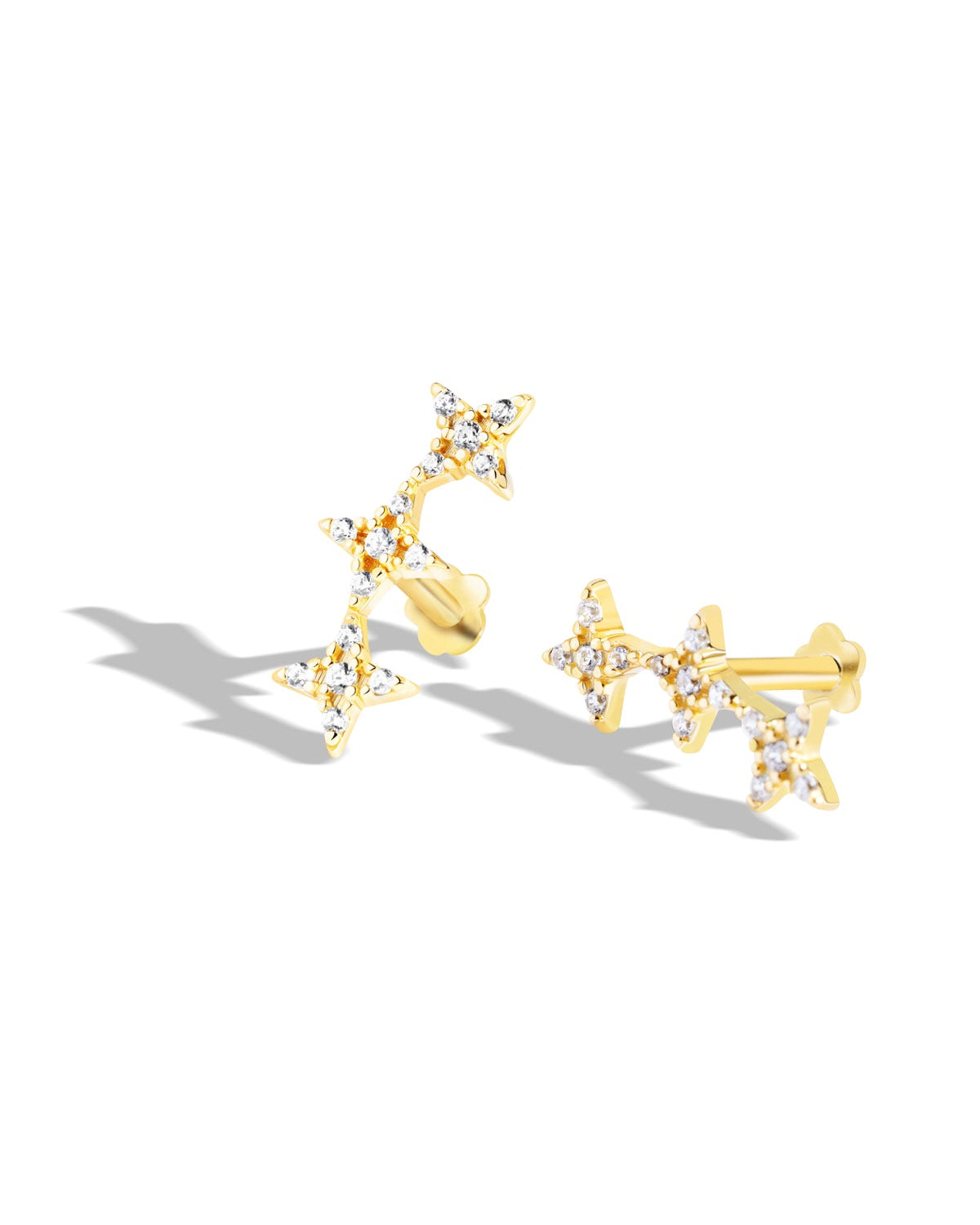 Stardust Trio Stud – 14K Gold Plated Flat Back Studs