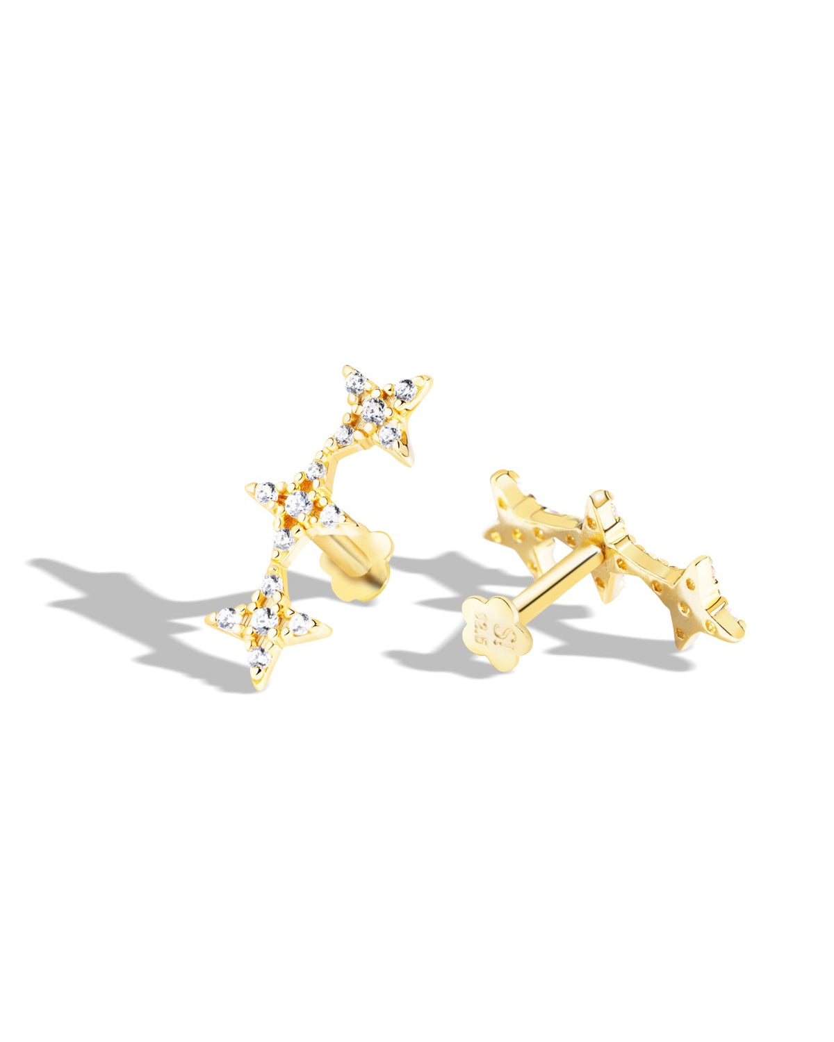 Stardust Trio Stud – 14K Gold Plated Flat Back Studs