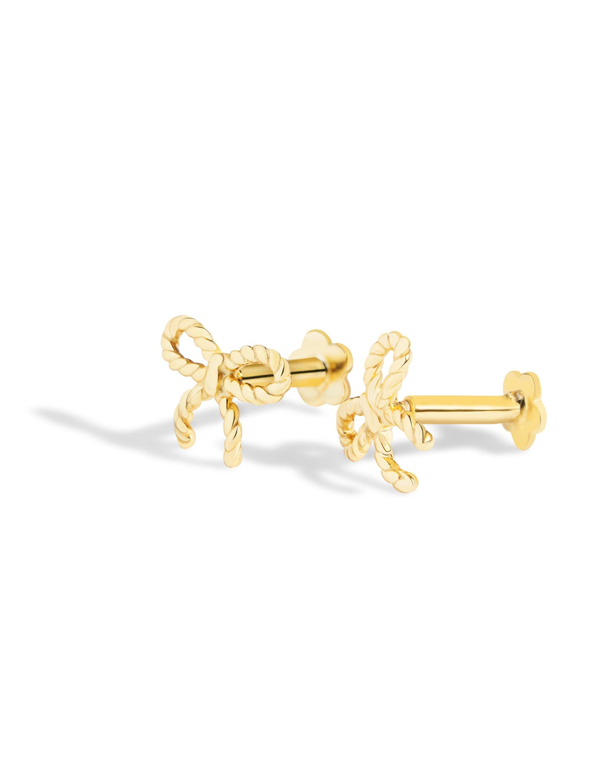 Twisted Bow Knot Stud – 14K Gold Plated Flat Back Studs