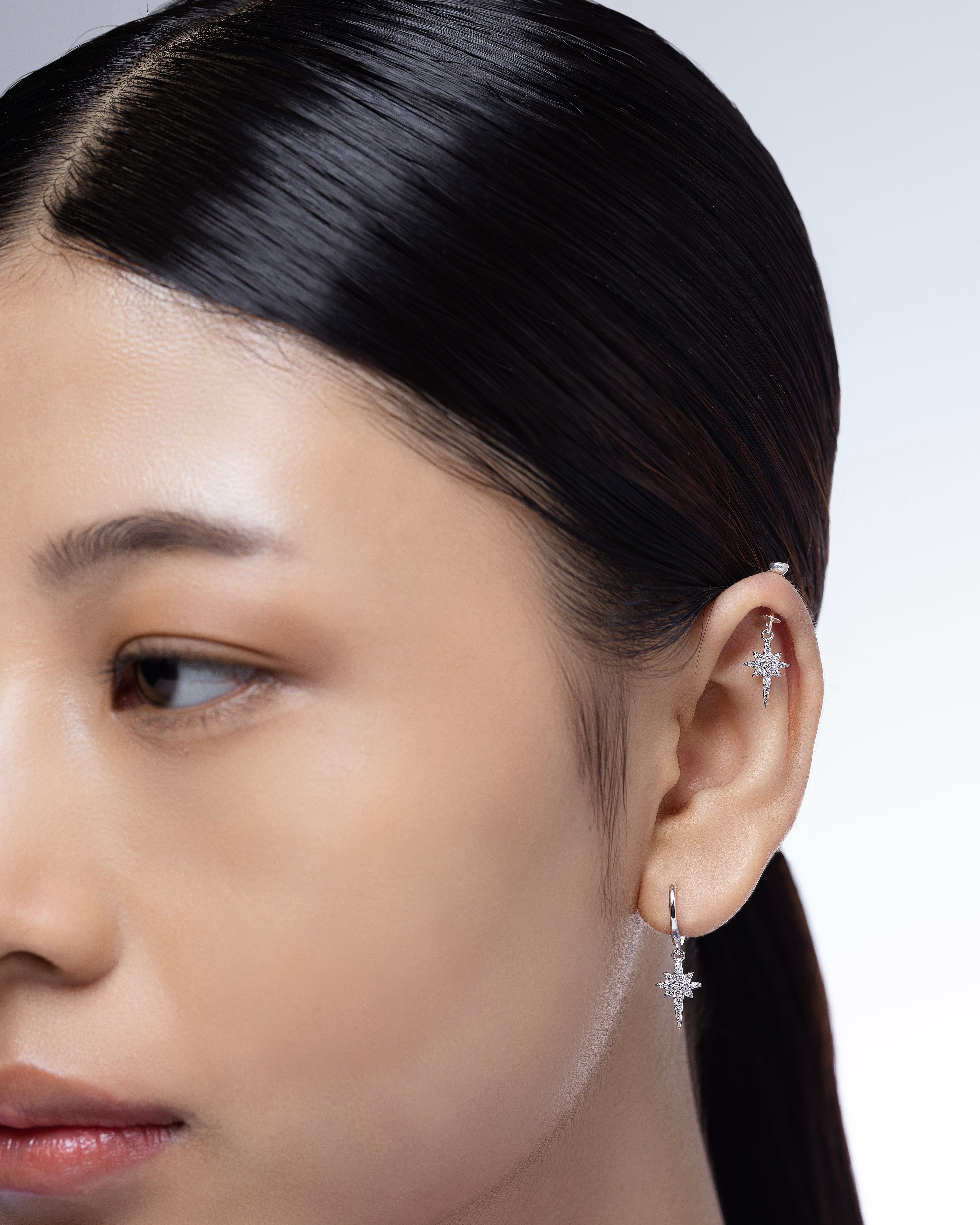 Elongated star - Helix hanging earring