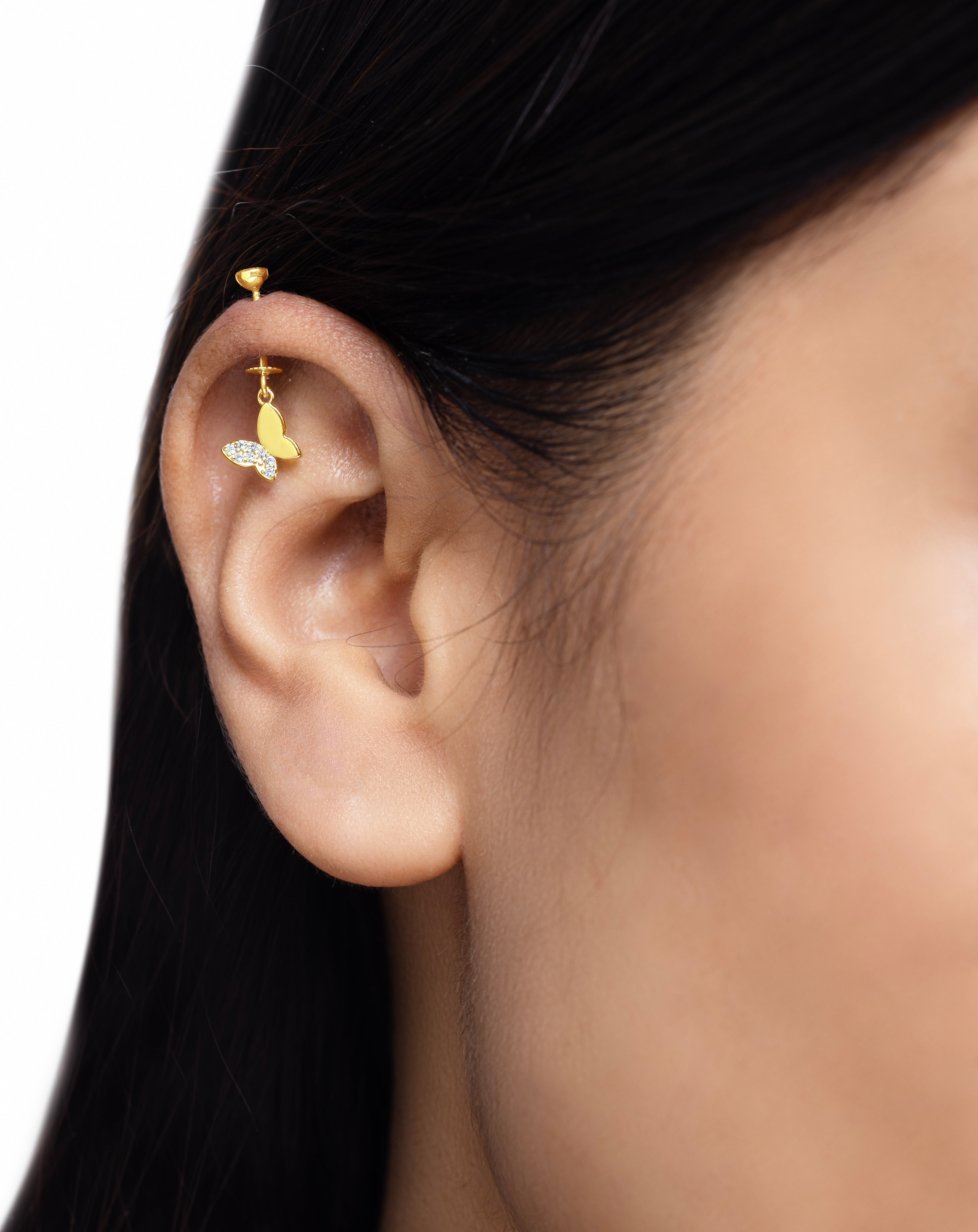 Slanting butterfly - Helix Hanging - 14k gold plated