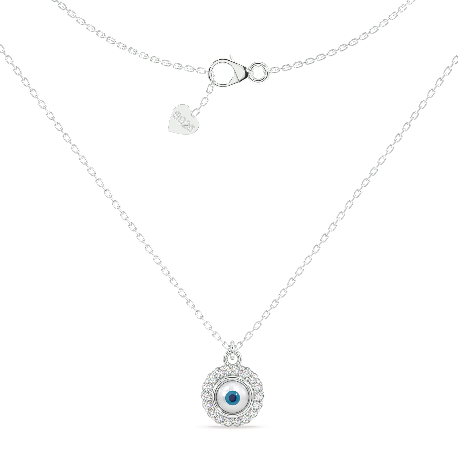 Zircon pave' evil eye Necklace