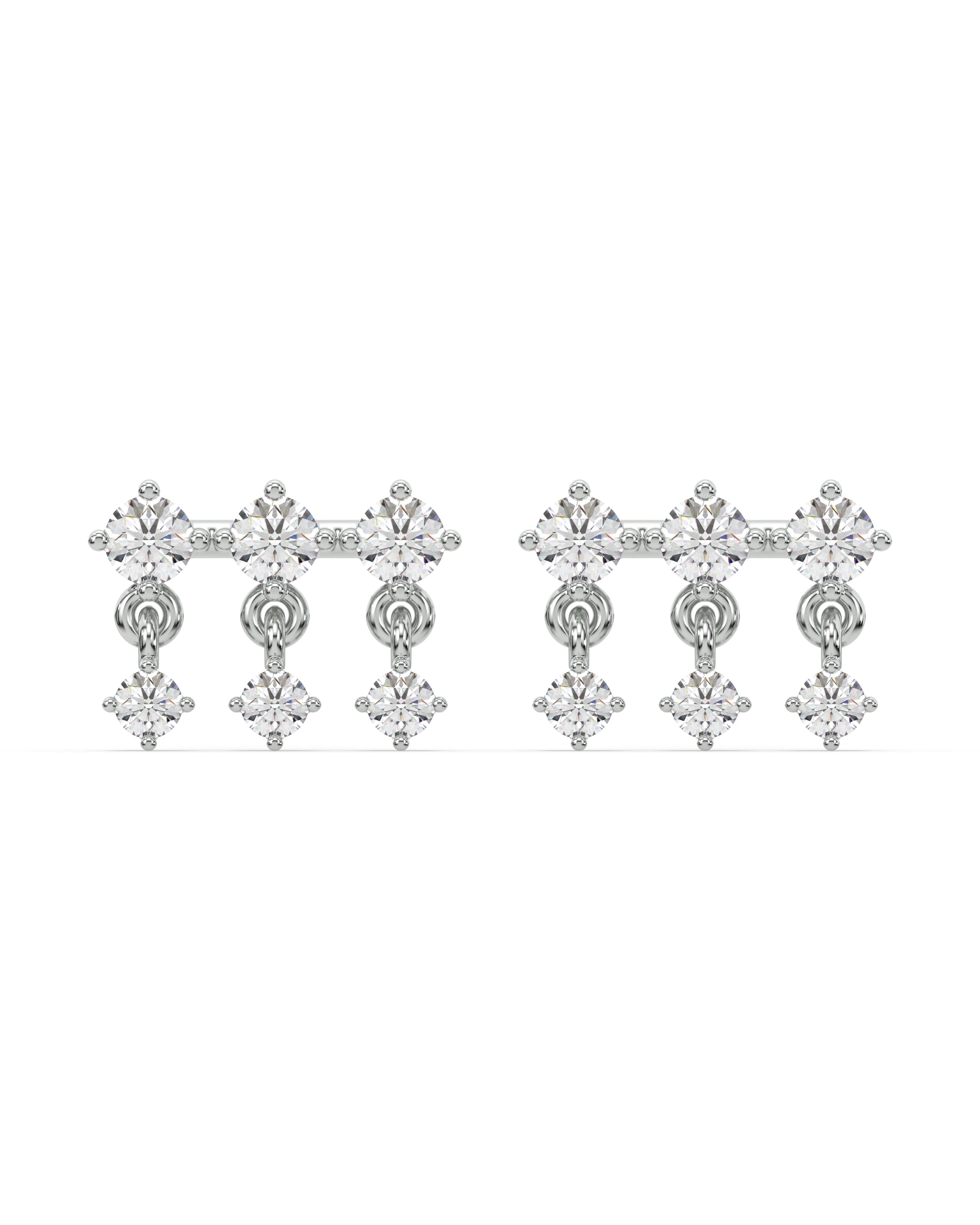 Linear droplet climber stud earring