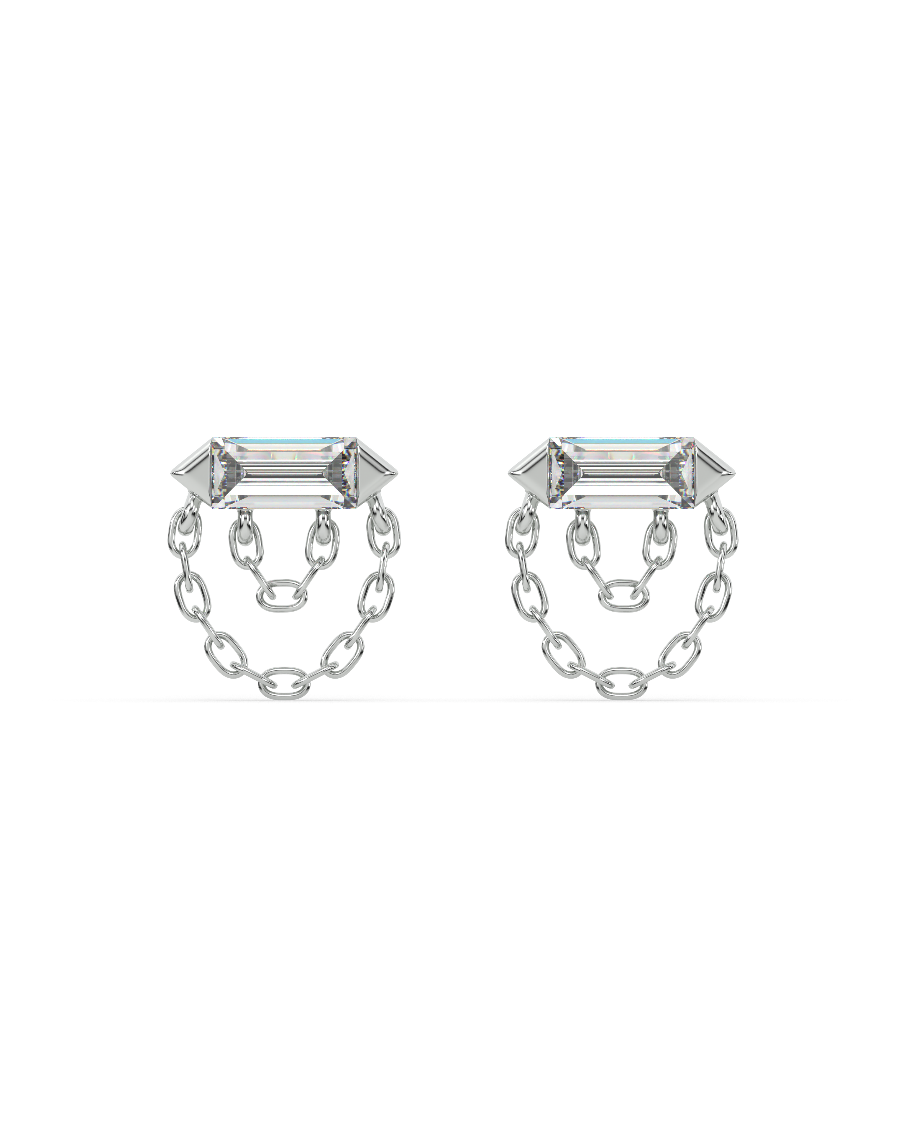 Double chain baguette stud