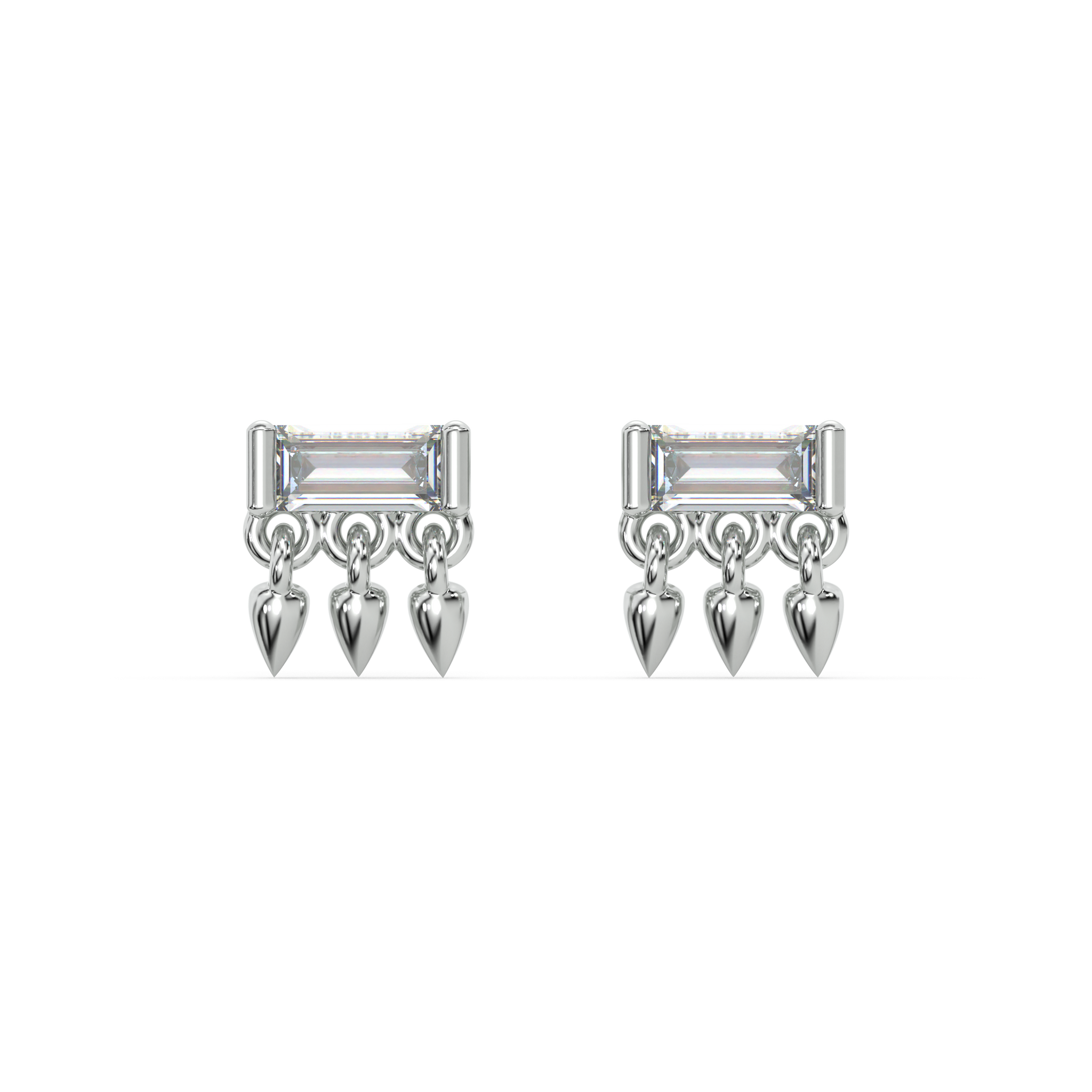 Floating Drops Baguette Stud Earrings