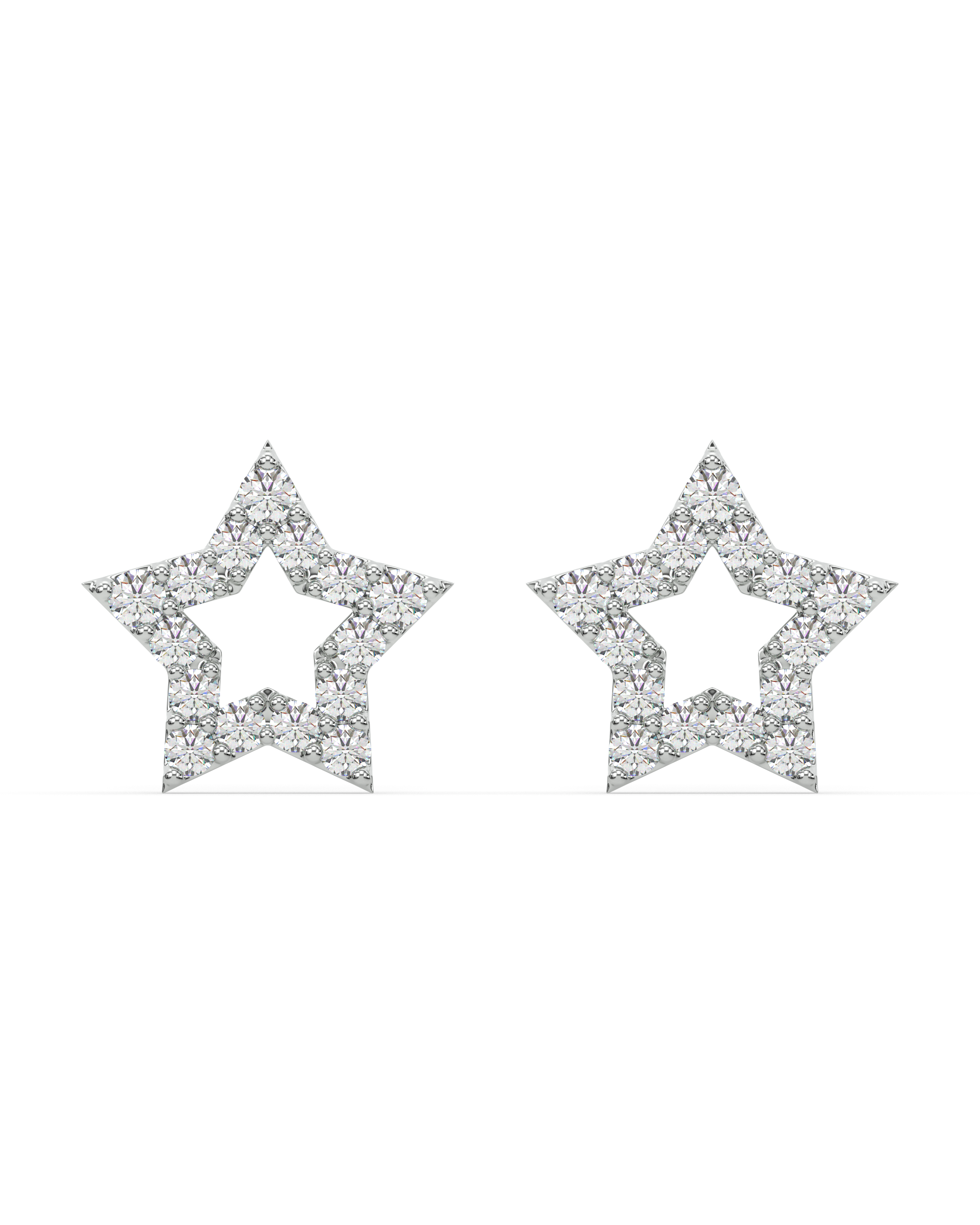 Pave' Hollow Star Stud Earring