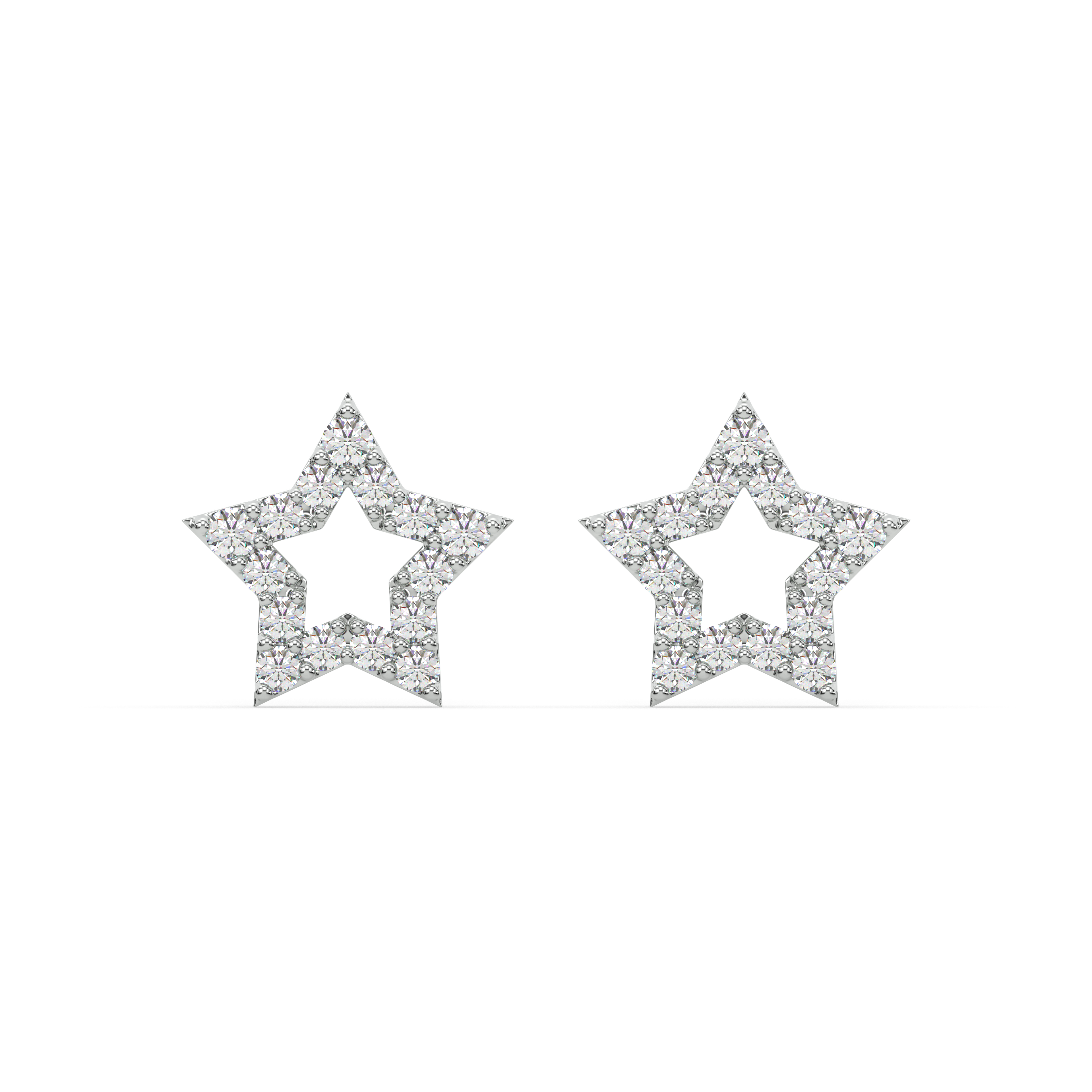 Pave' Hollow Star Stud Earring