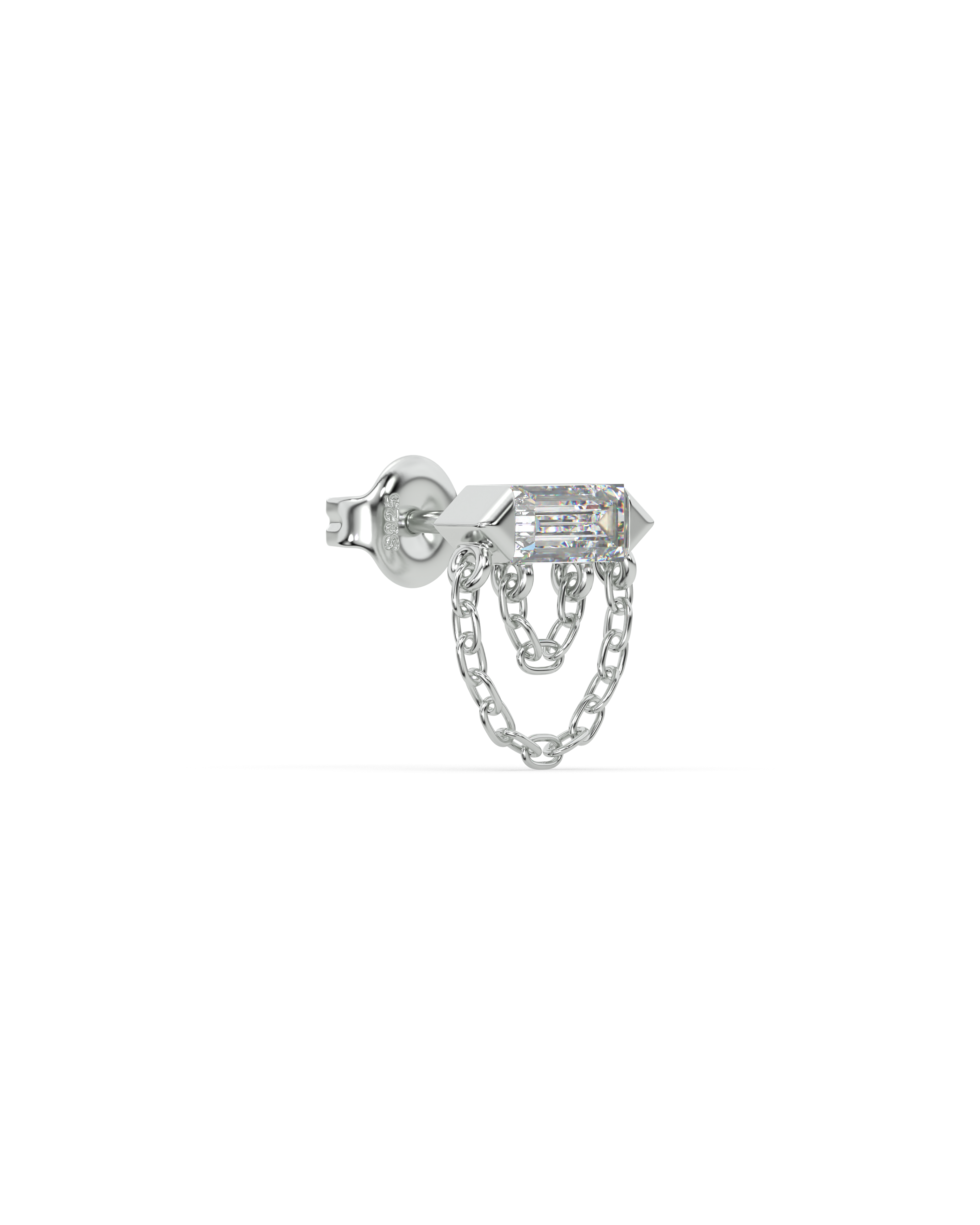 Double chain baguette stud