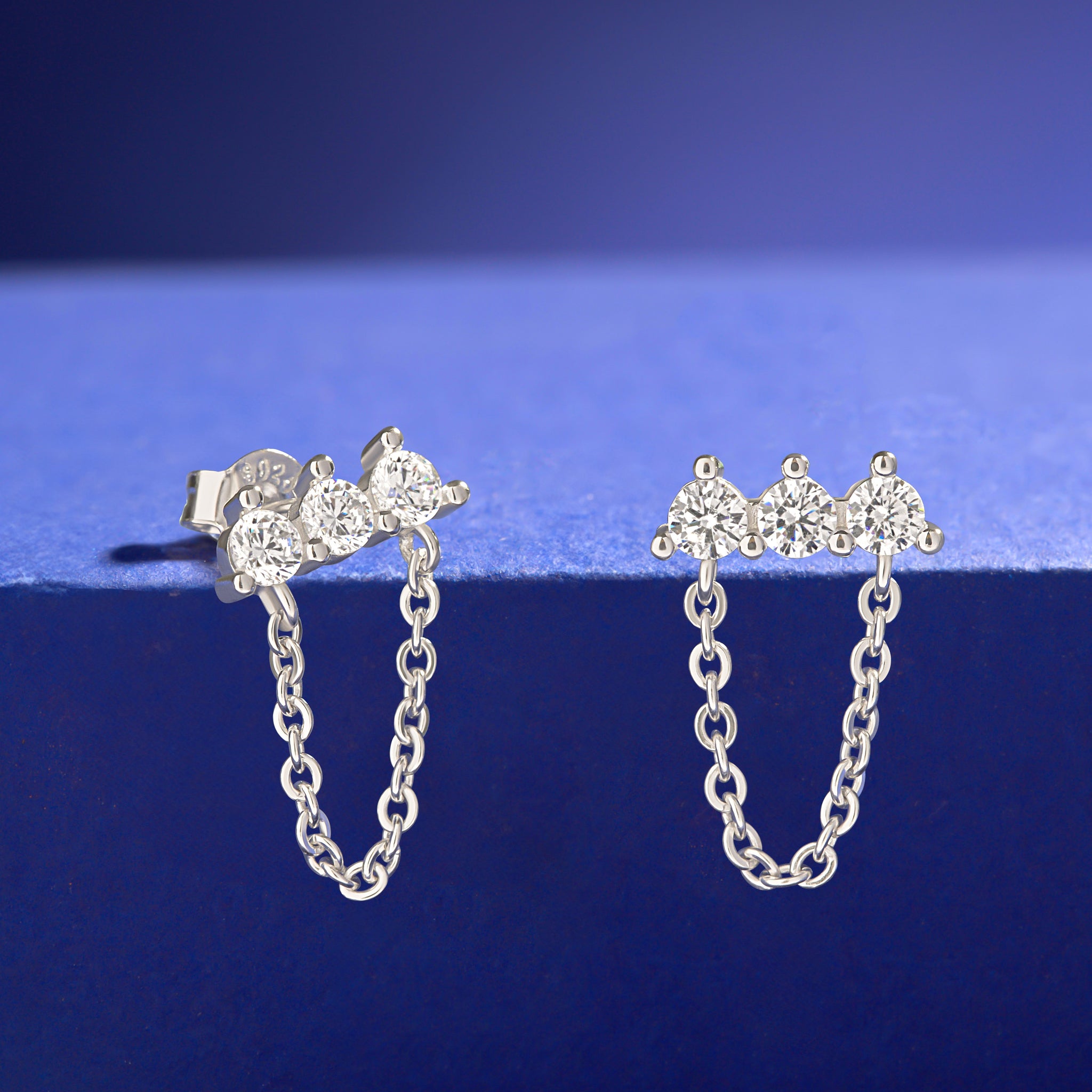 Dangling Chain Bar Stud Earrings
