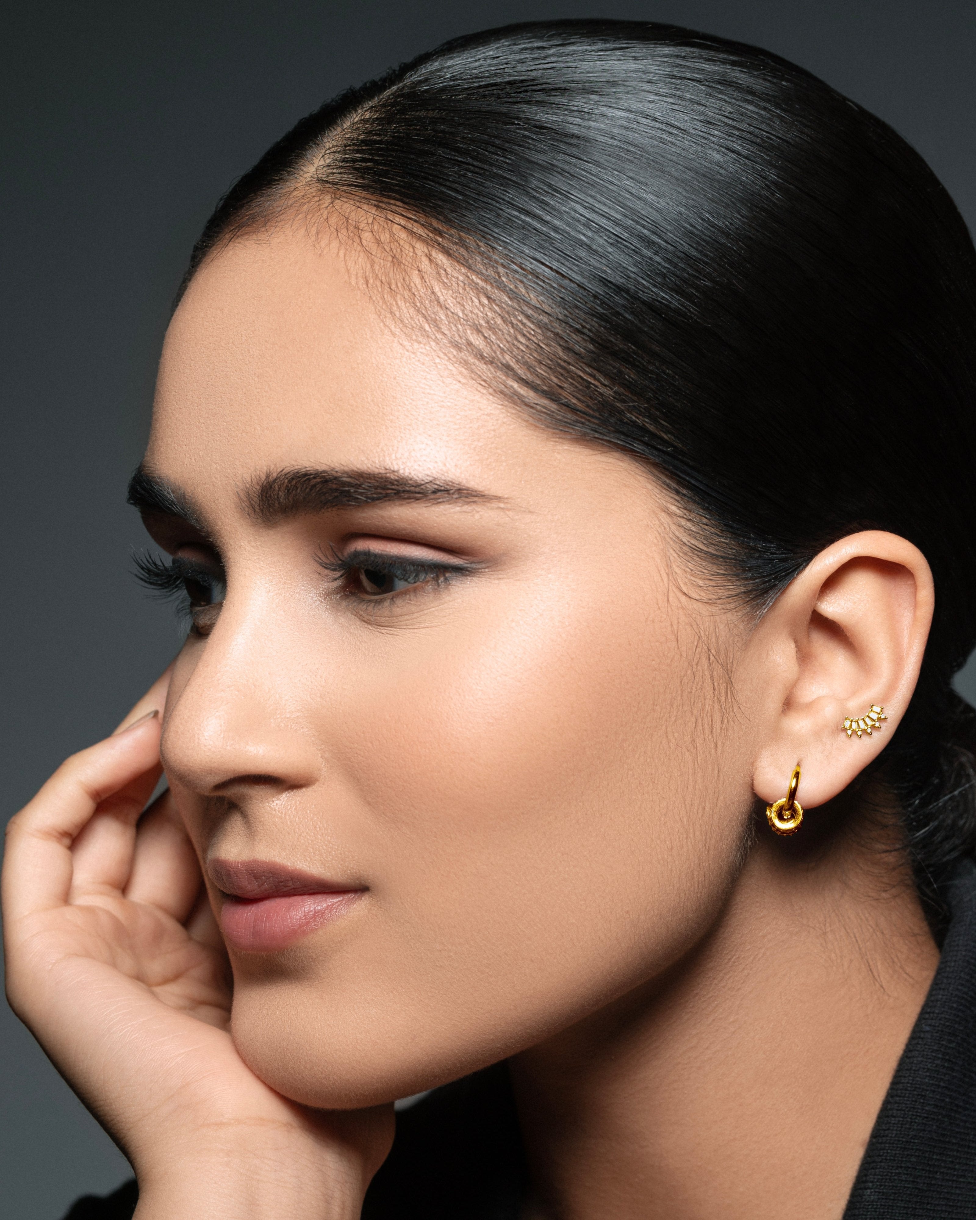 Everyday Baguette Climber - Studs - 18K Gold Plated