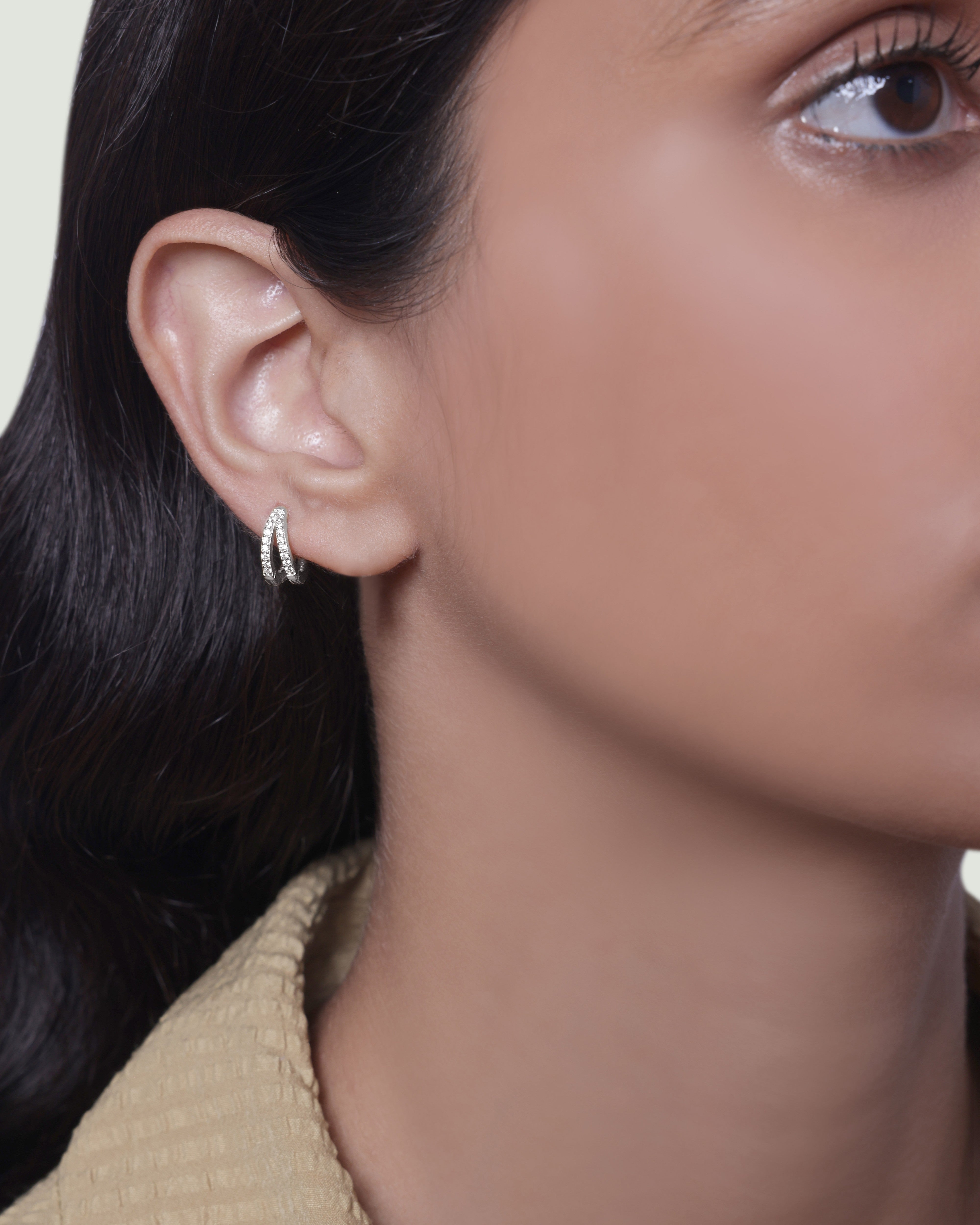 Zirconia Twin Multiple Sizes Hoop Earrings