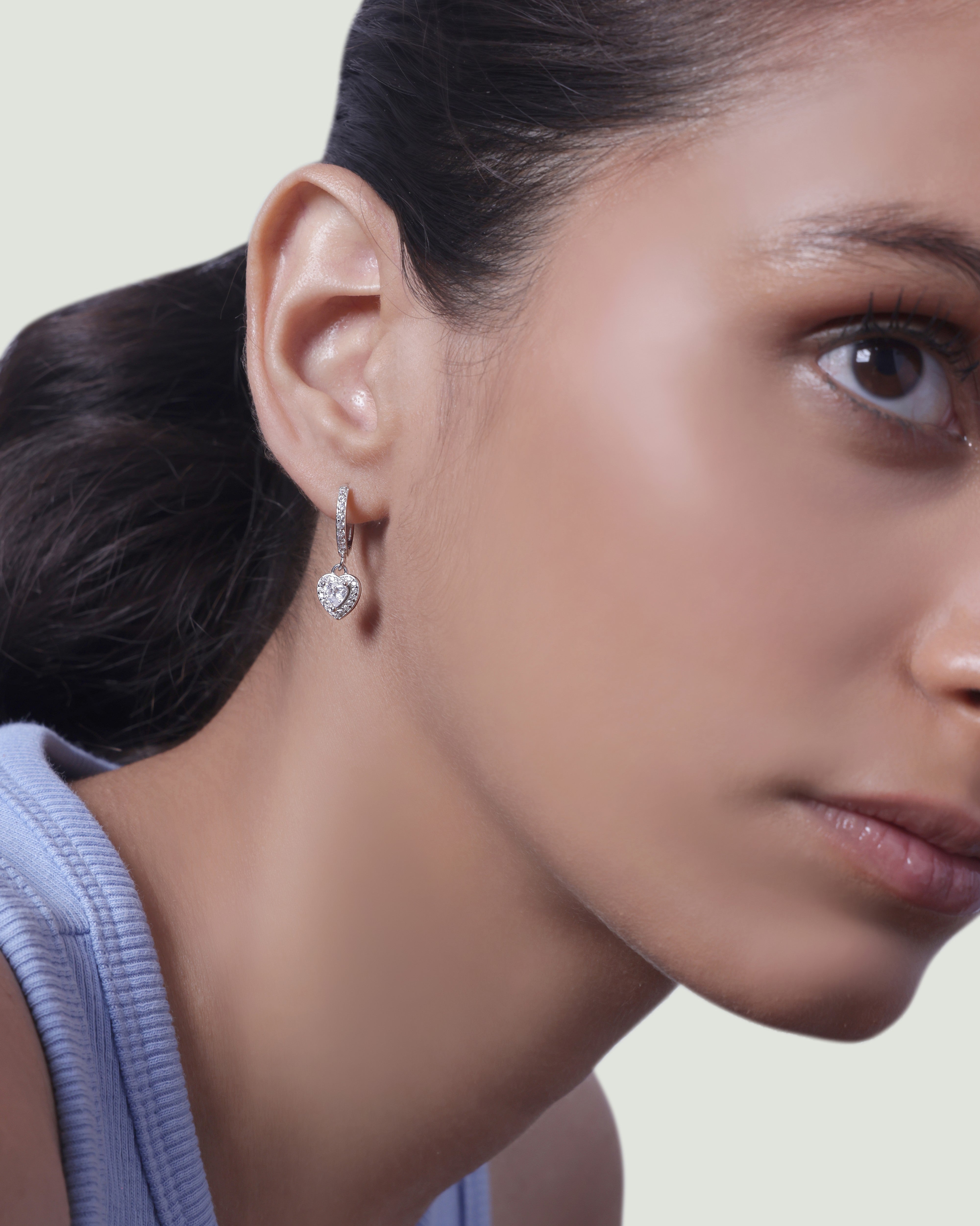 Eternal Love Solitaire Heart Hoops