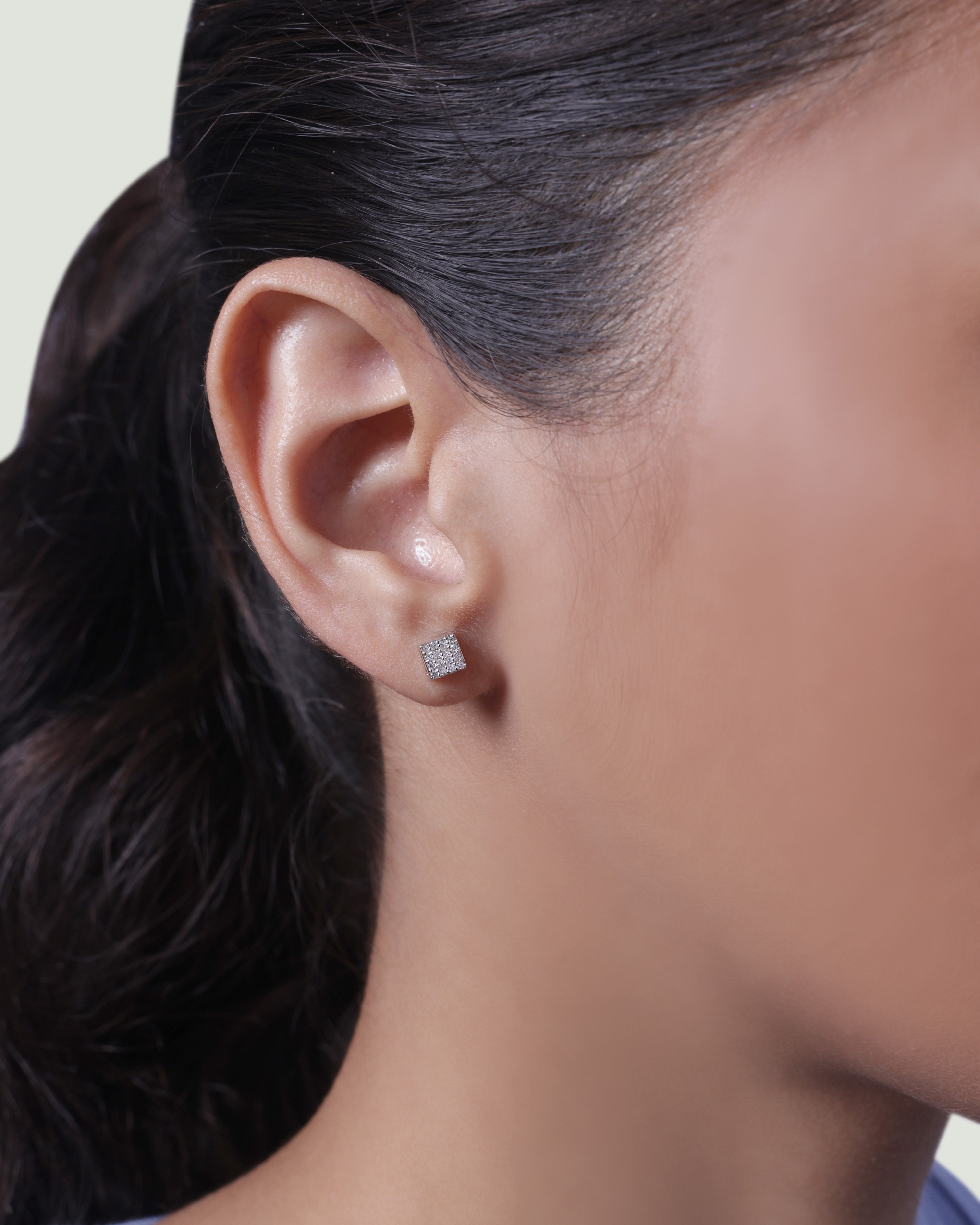 Square Paved Zirconia Stud
