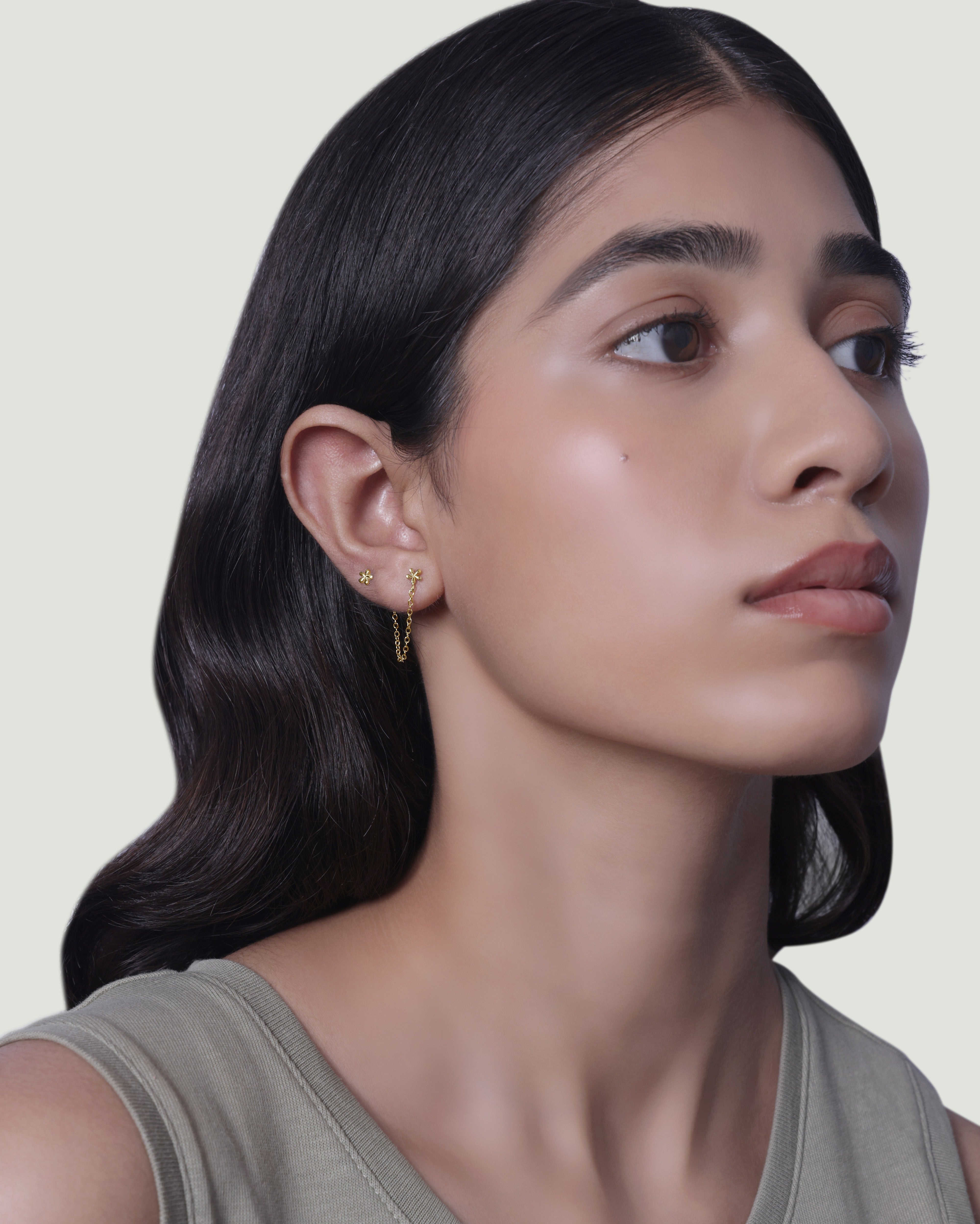 Dainty Flower Chain Earrings