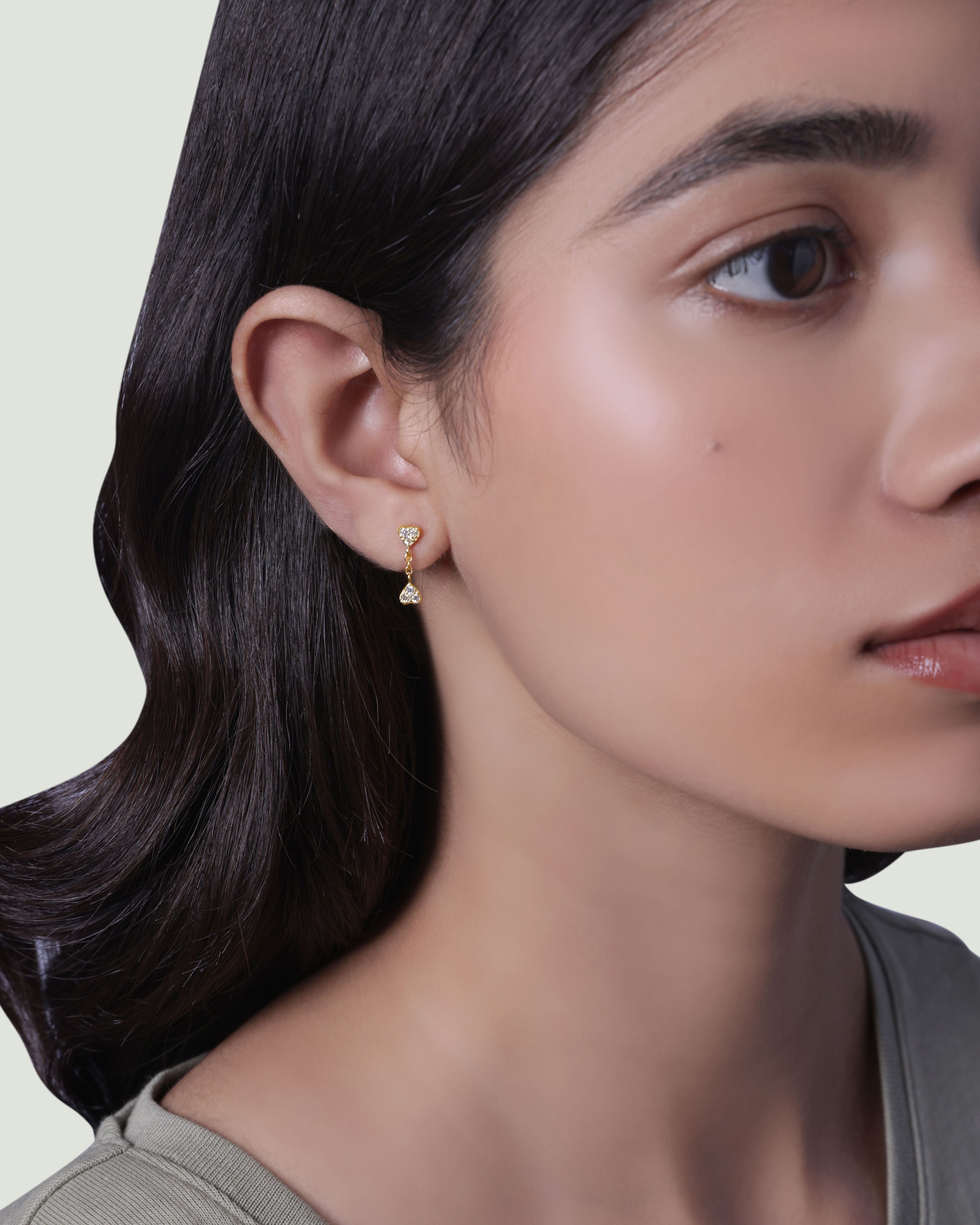 Inverse Heart Drop Stud Earring