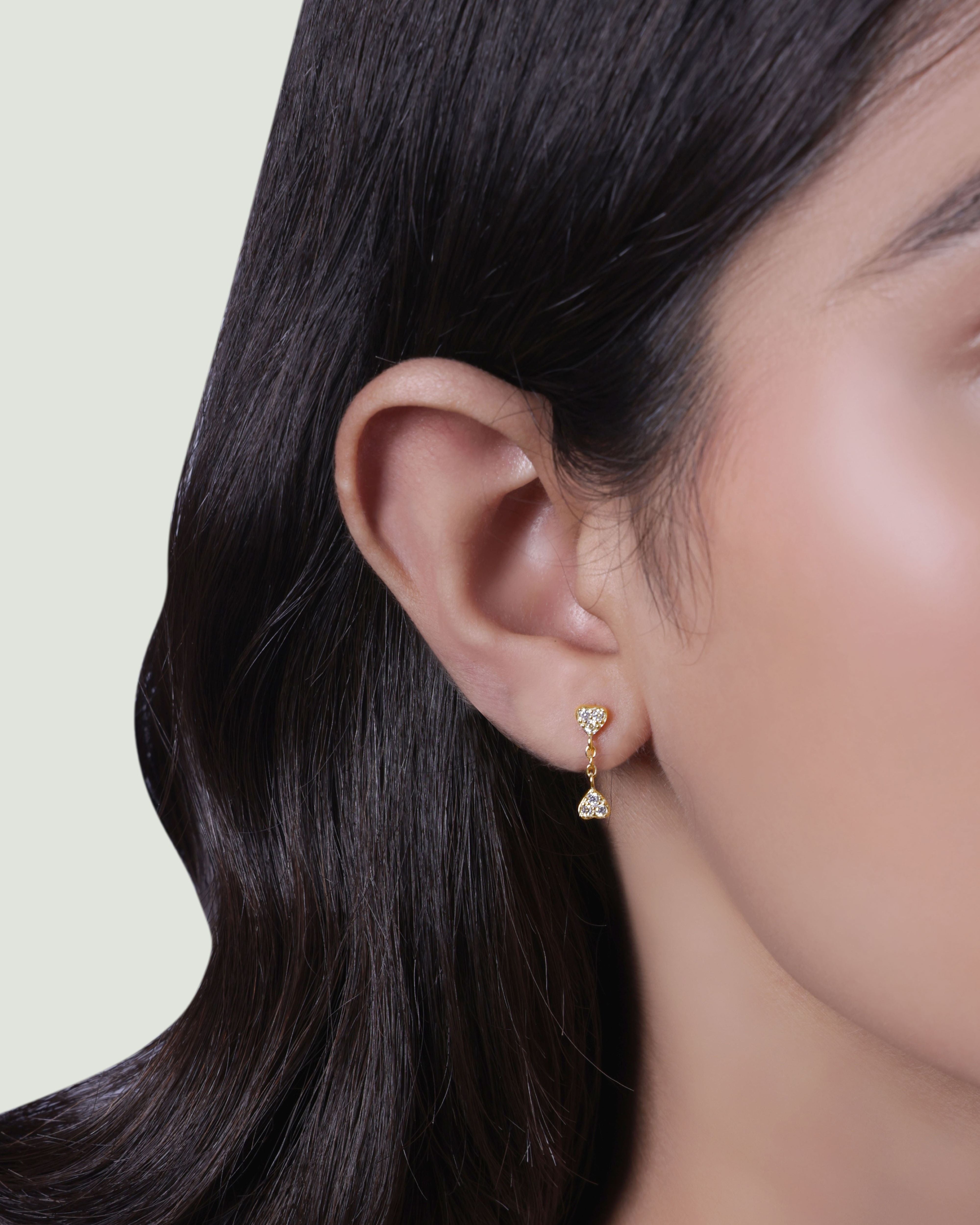 Inverse Heart Drop Stud Earring